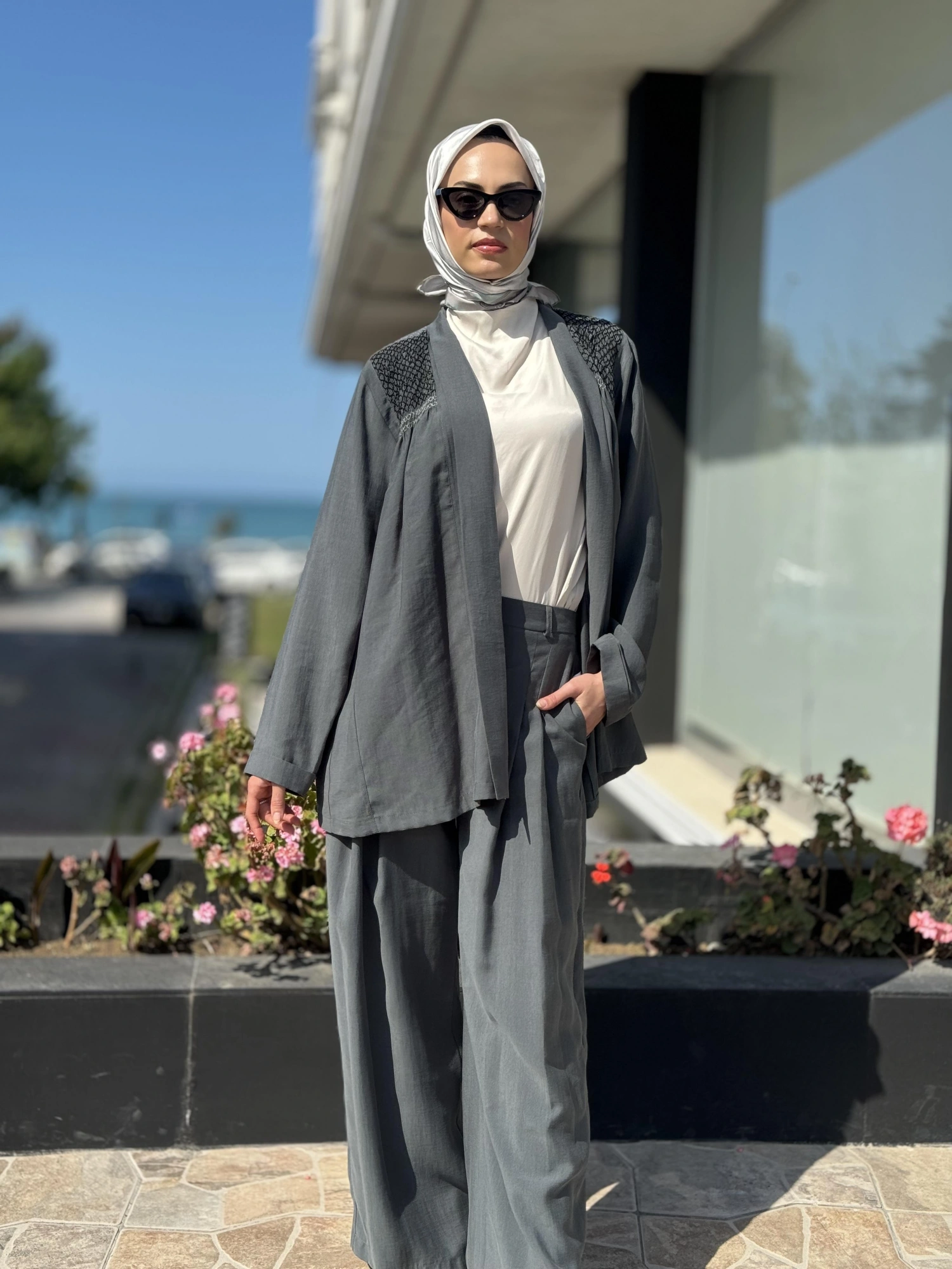 QOOQ Kroşeta Keten Ceket / Kimono 24SS604