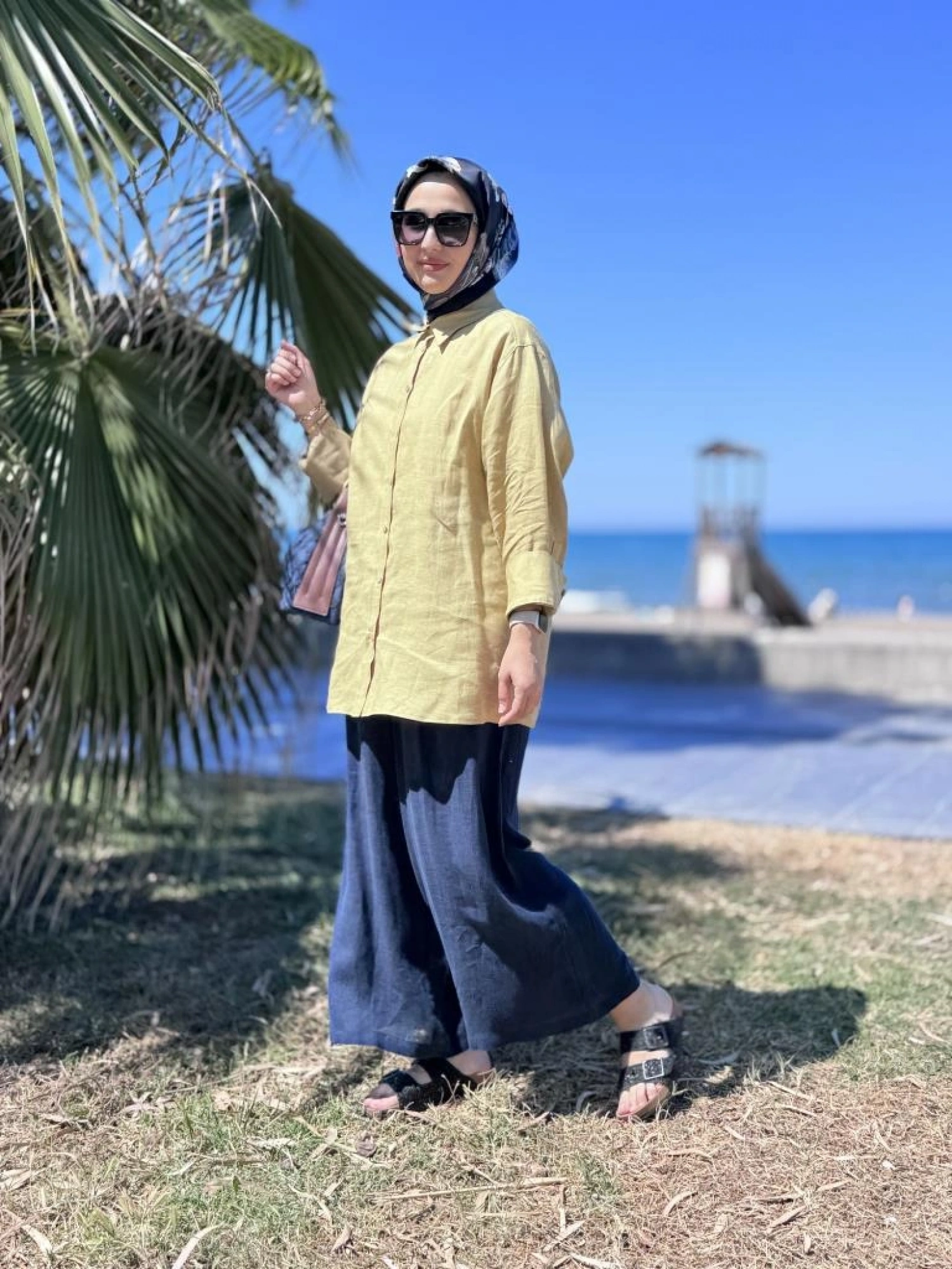 QooQ Store Beli Lastikli Bol Paça Keten Soffy Pantolon 25SS309