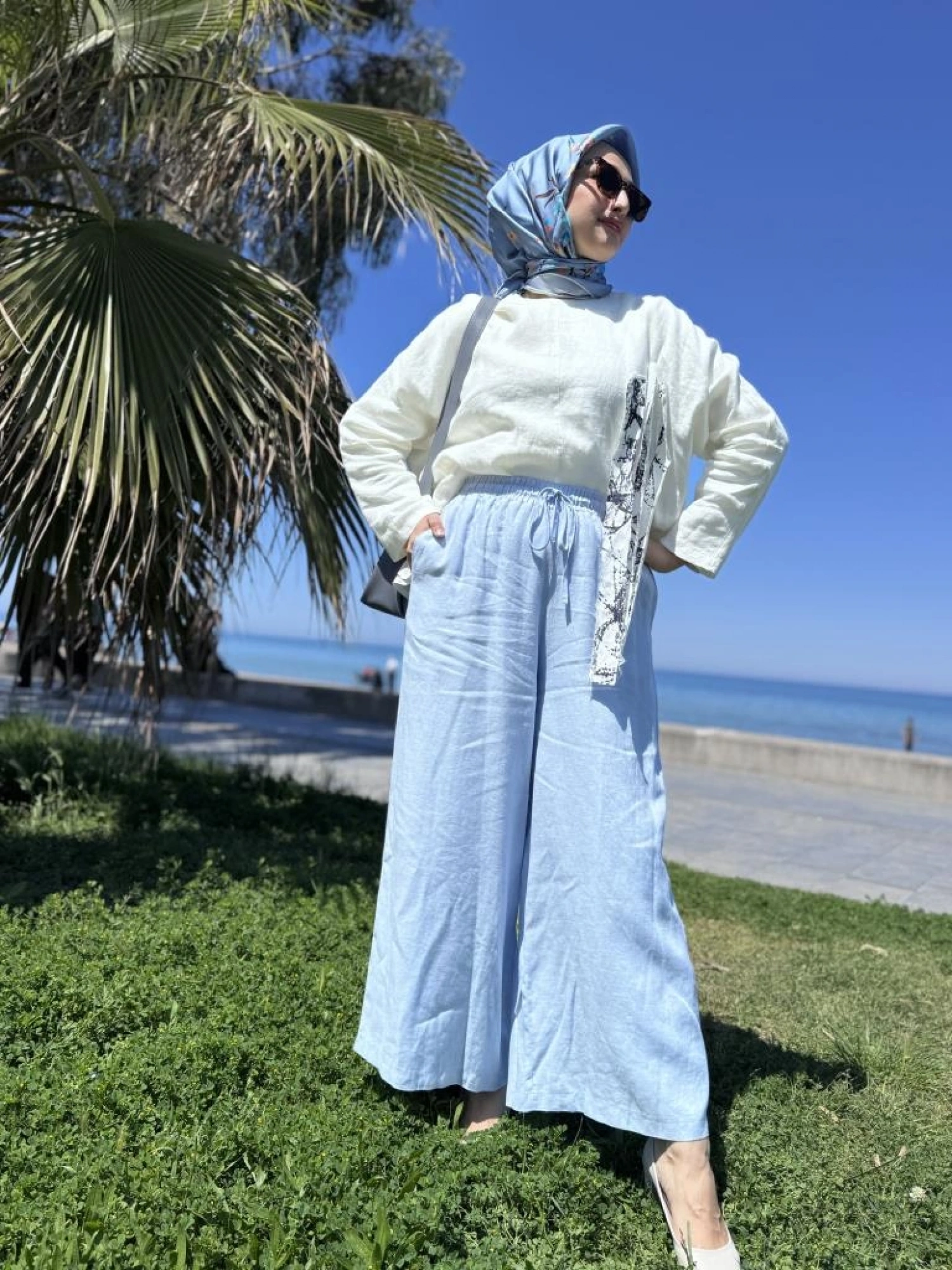 QooQ Store Beli Lastikli Bol Paça Keten Soffy Pantolon 25SS309