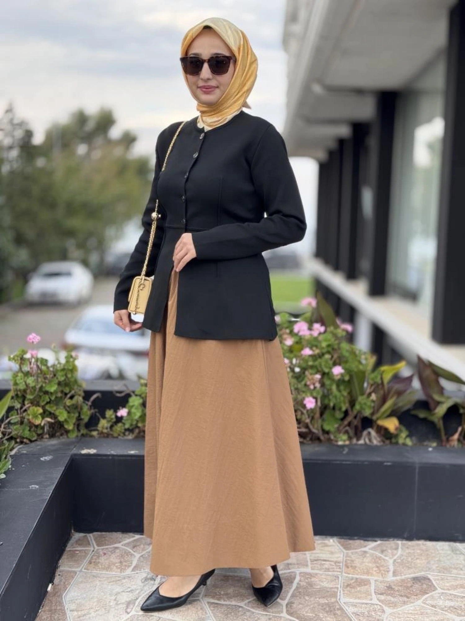 QooQ Store Camel Krinkıl Etek 26FW502