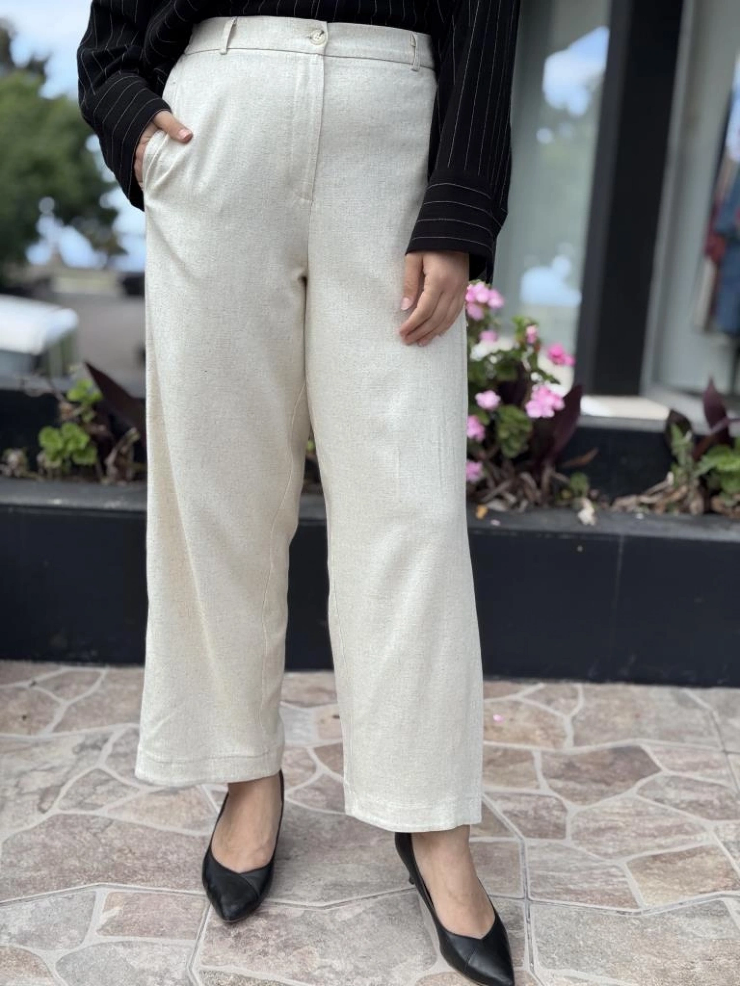 QooQ Store Seed Cepli Keten Pantolon 25SS318