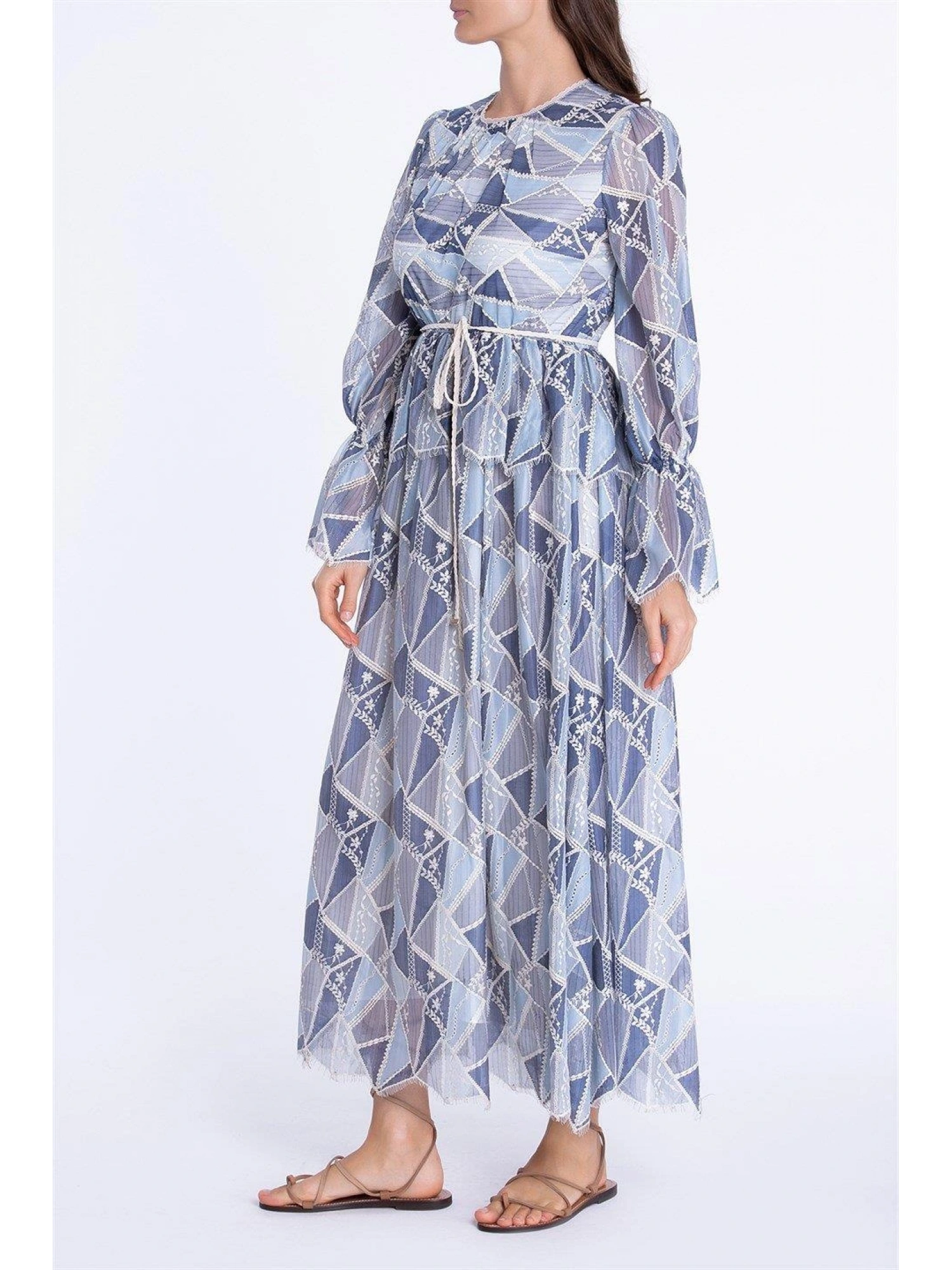 Qui Dantelli Mavi Elbise (11208)