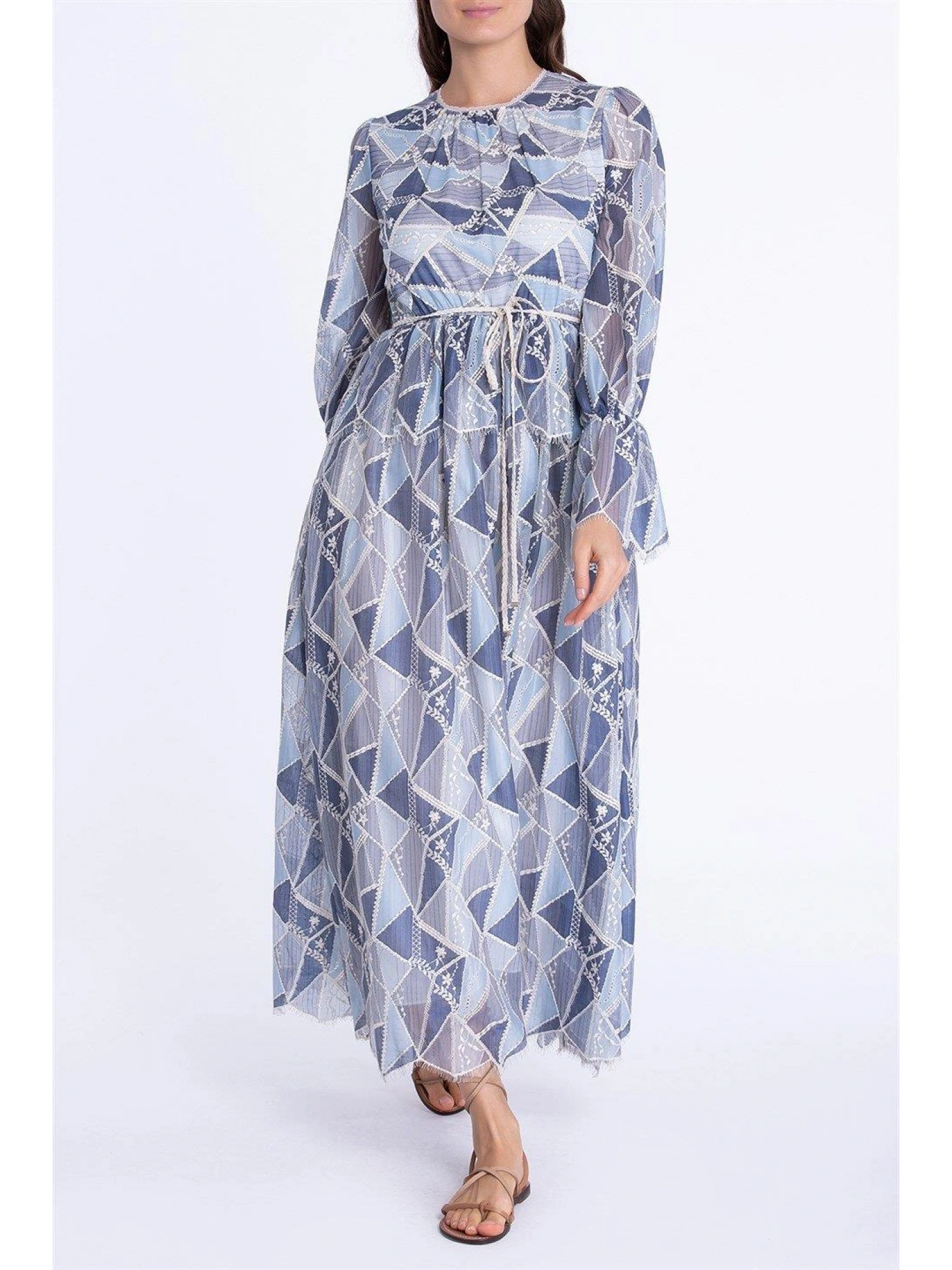 Qui Dantelli Mavi Elbise (11208)