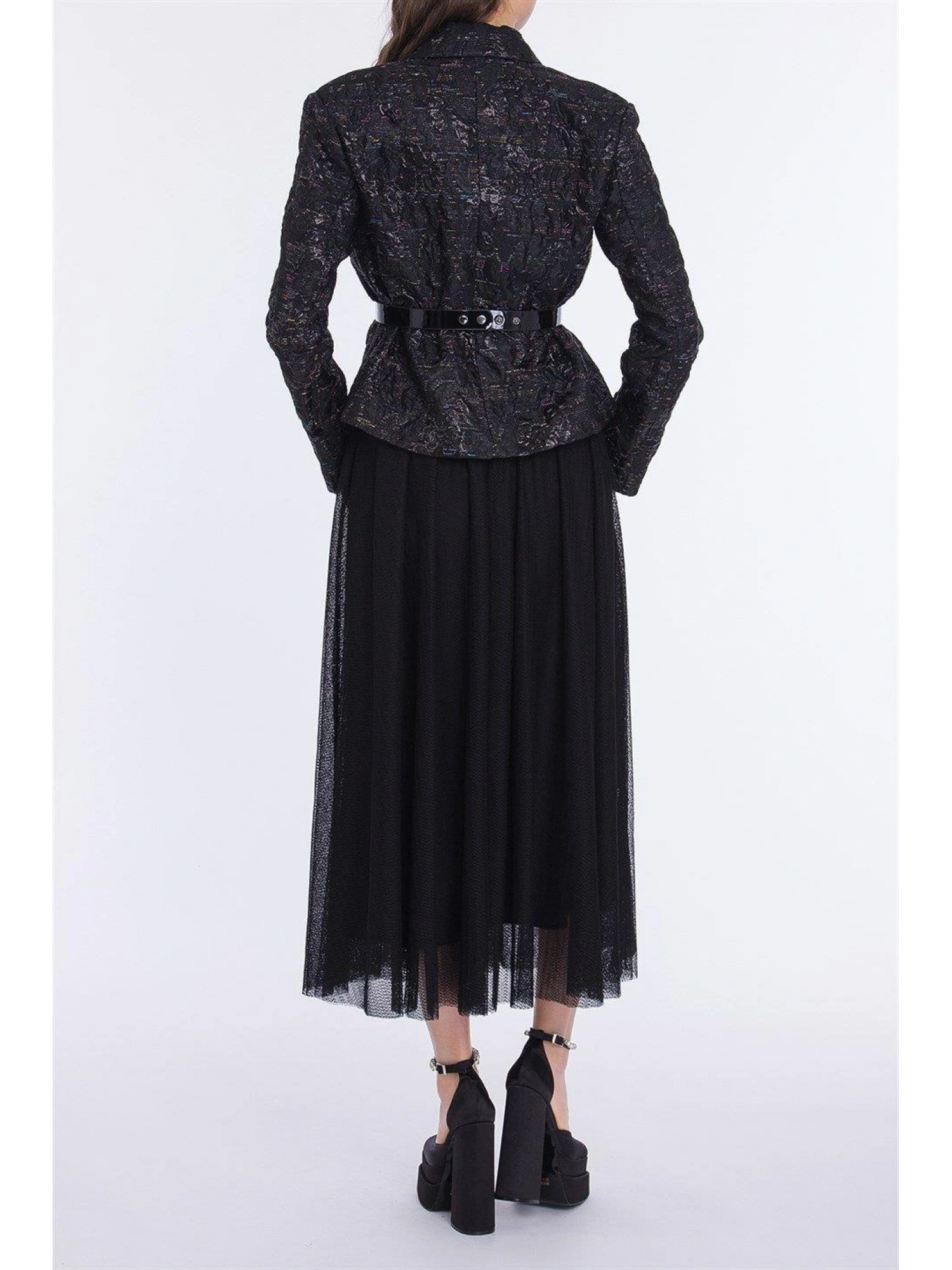 Qui Siyah Brokar Ceket (61074)