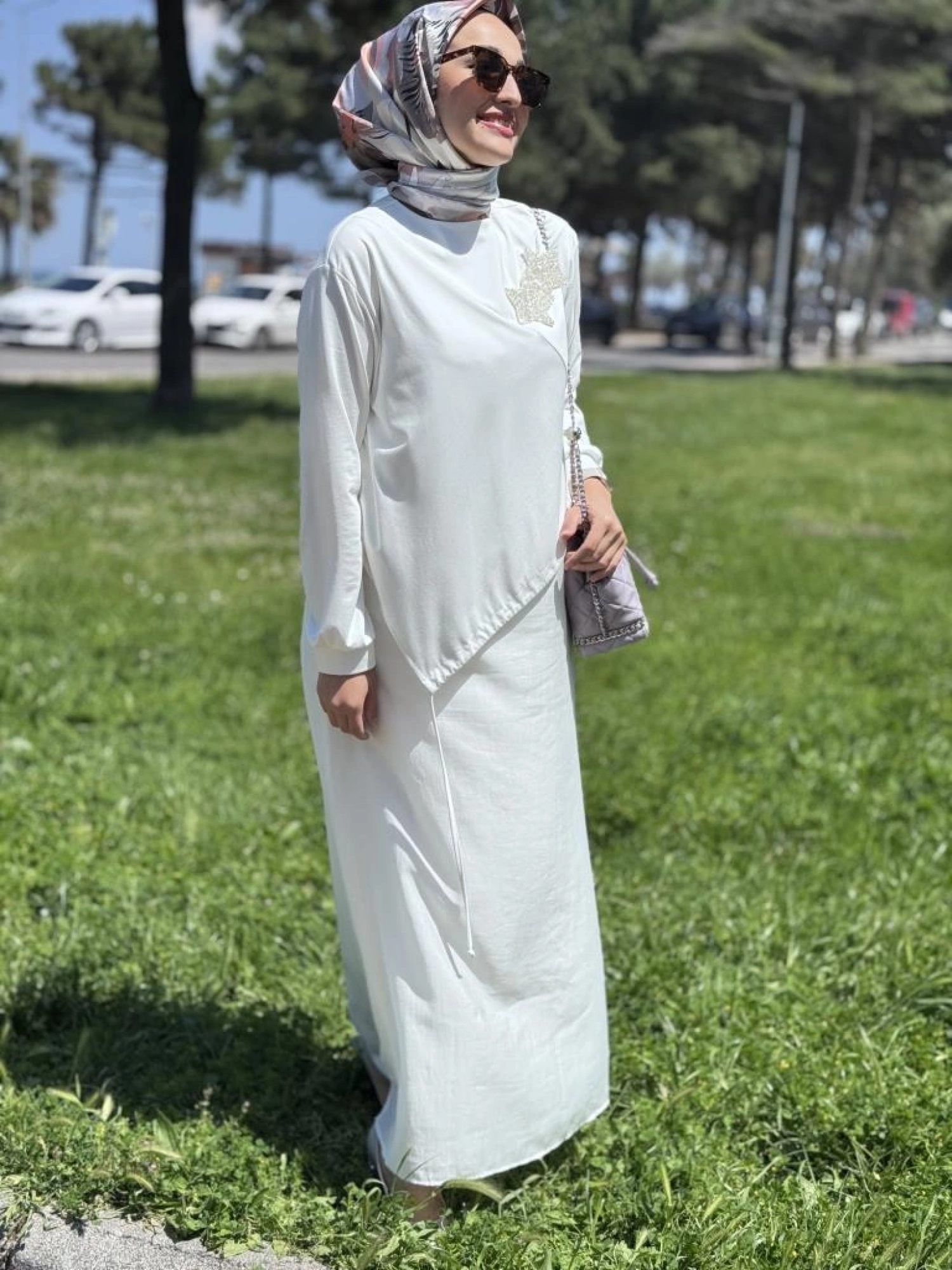 Qupra Broş Detaylı Astarlı Modal Elbise WAB85013