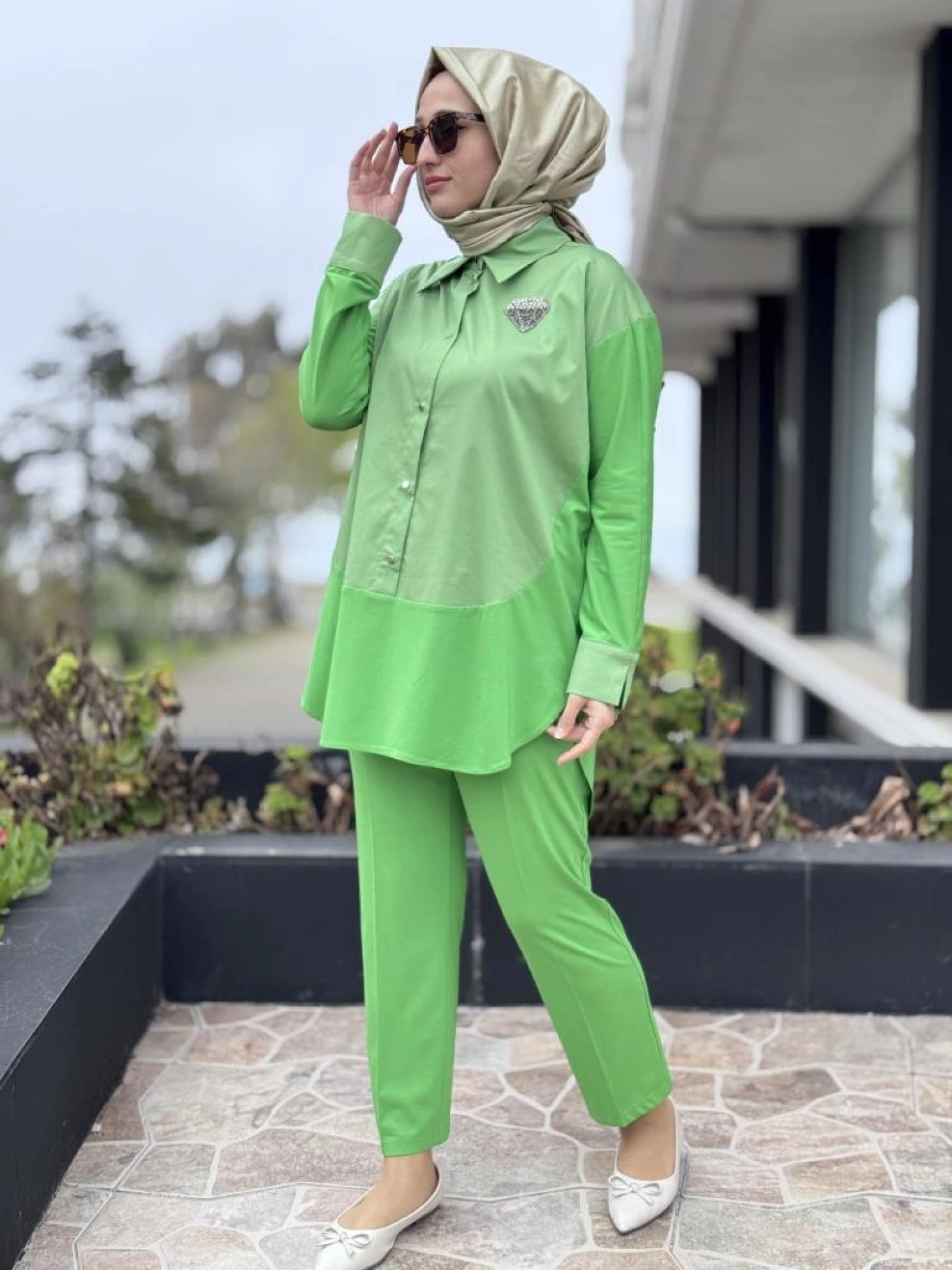 Qupra Çıtçıtlı Modal Poplin Tunik Pantolon Takım WAB82011