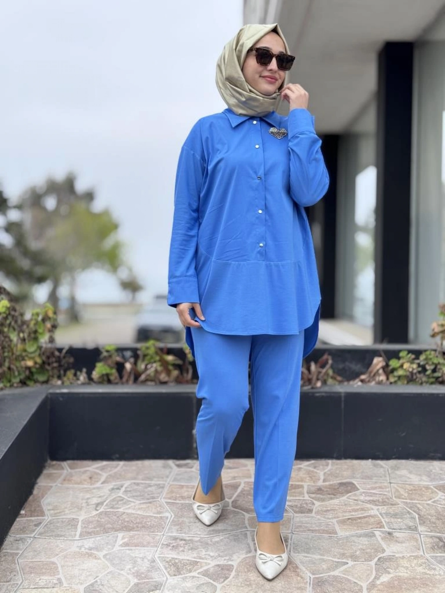 Qupra Çıtçıtlı Modal Poplin Tunik Pantolon Takım WAB82011