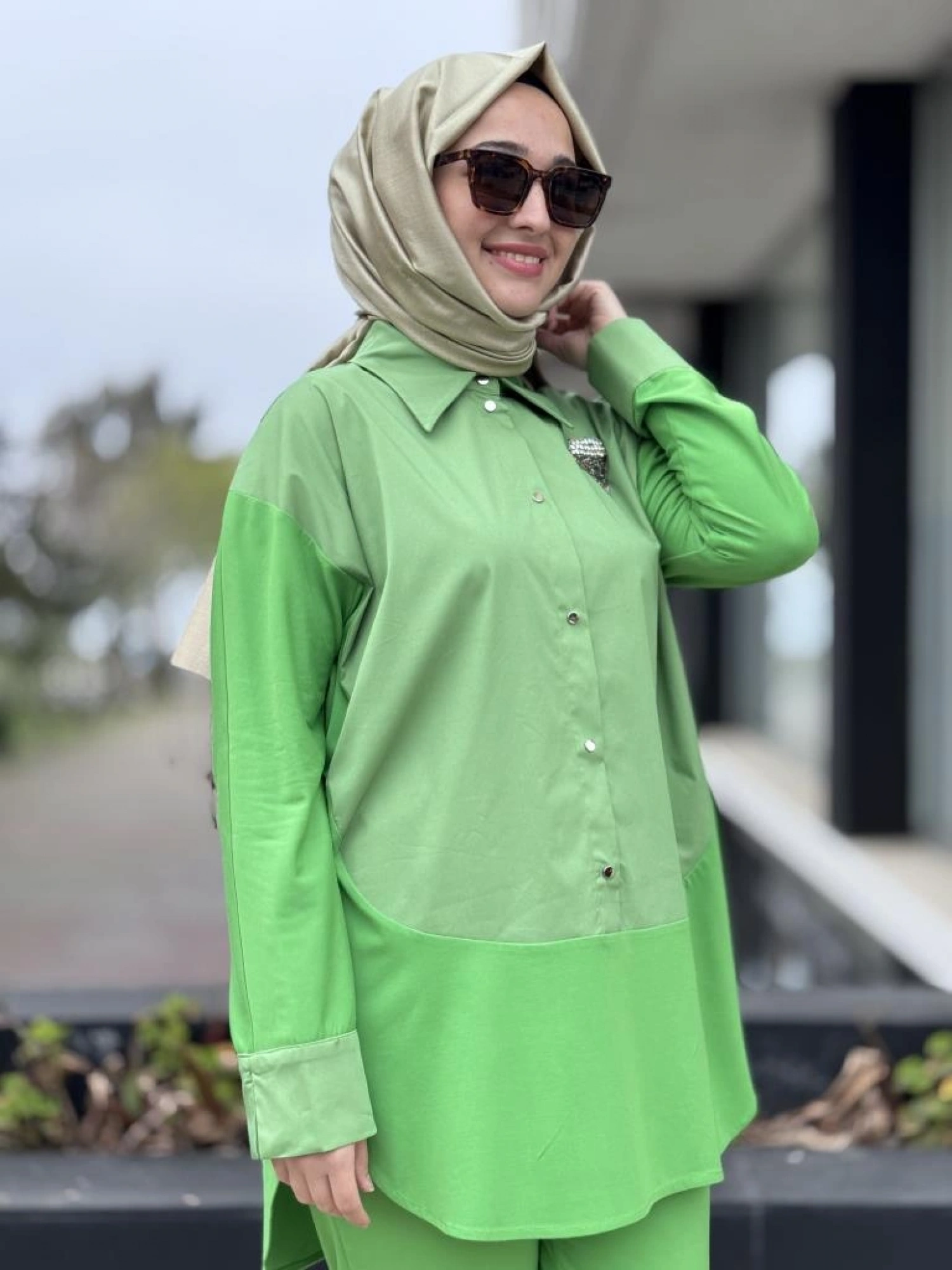 Qupra Çıtçıtlı Modal Poplin Tunik Pantolon Takım WAB82011