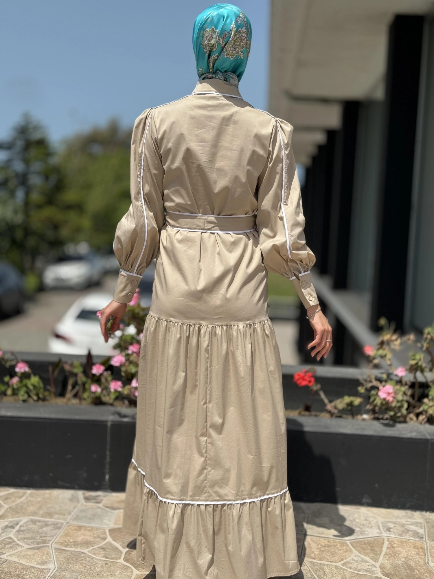 Qupra Düğmeli Kuşaklı Astarlı Poplin Elbise QAY65007