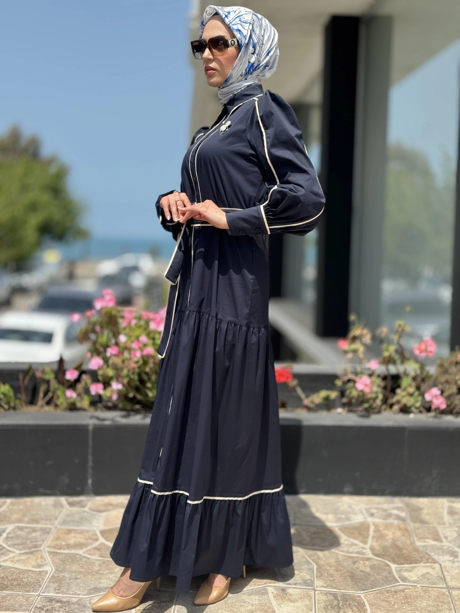 Qupra Düğmeli Kuşaklı Astarlı Poplin Elbise QAY65007