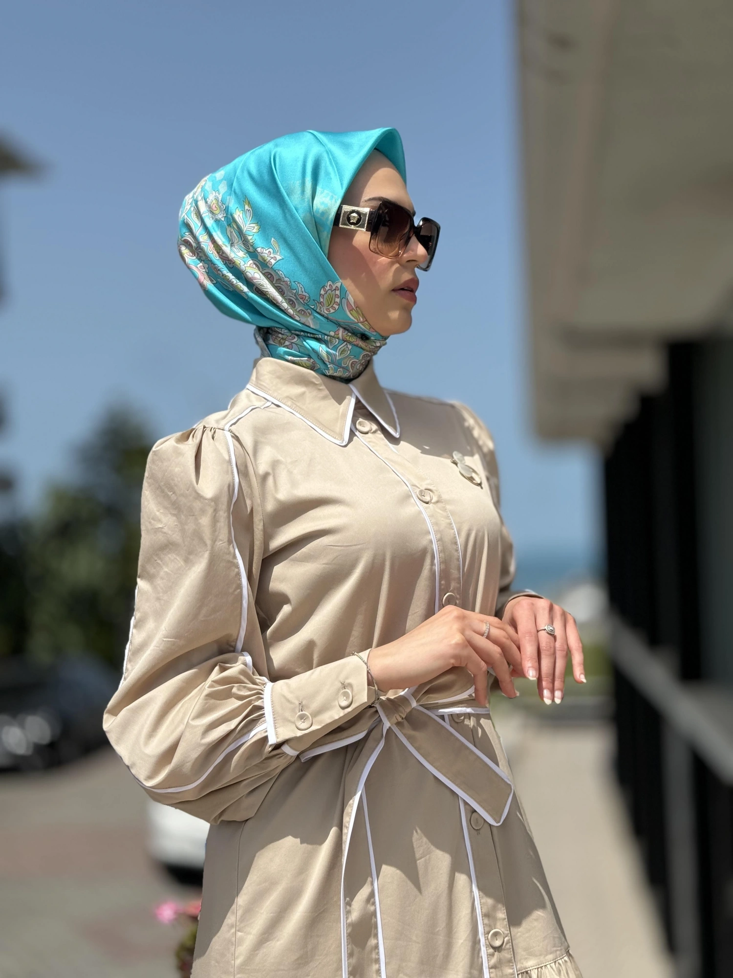 Qupra Düğmeli Kuşaklı Astarlı Poplin Elbise QAY65007