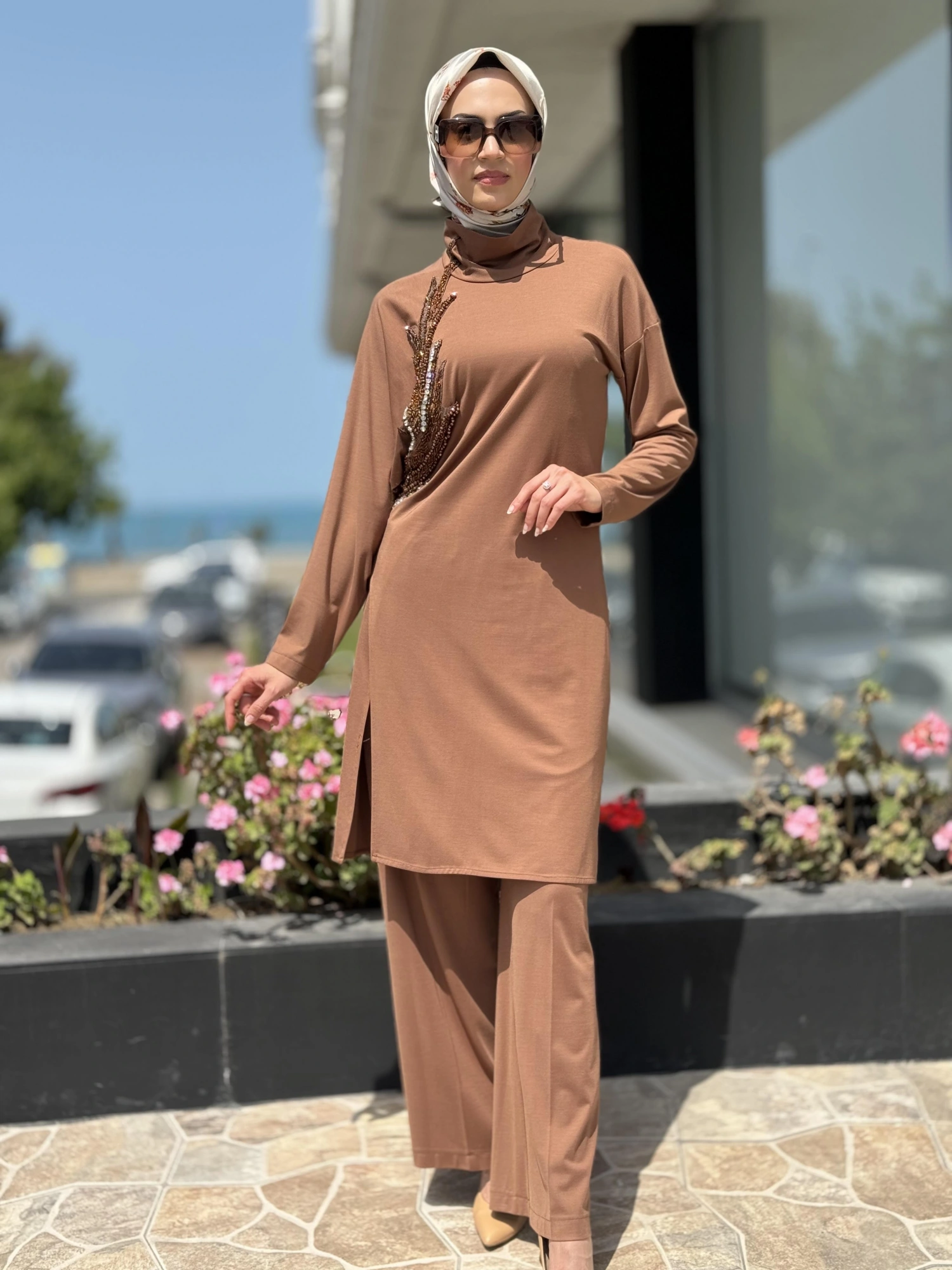 Qupra Göğüsü Taşlı Maxi Tunik Pantolon QAY62117