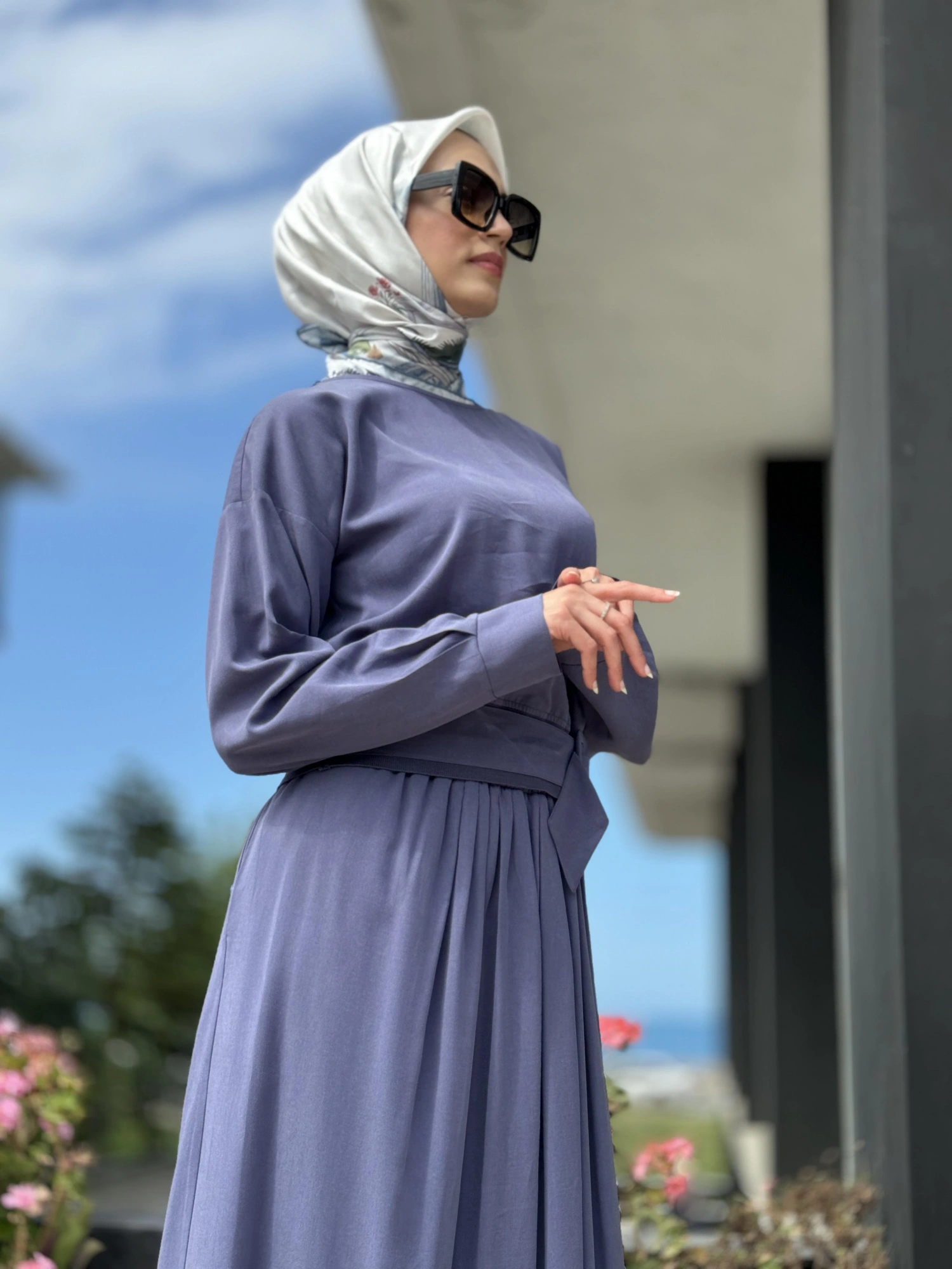 Qupra Kemer Detaylı Bluz Etek Tencel Takım QAY62013