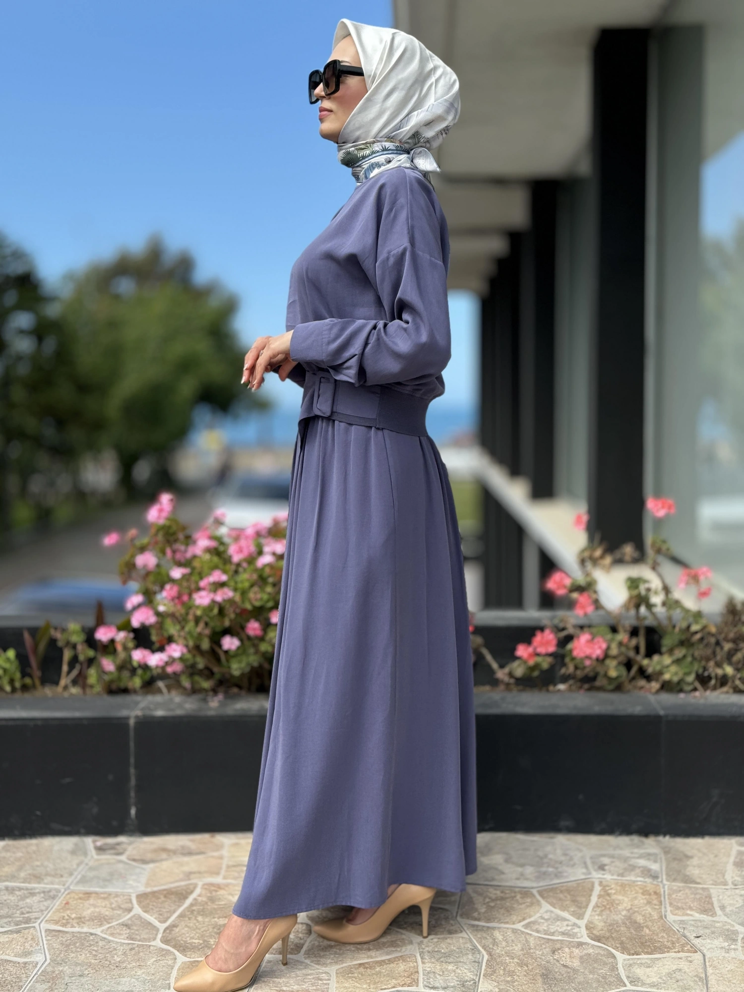 Qupra Kemer Detaylı Bluz Etek Tencel Takım QAY62013