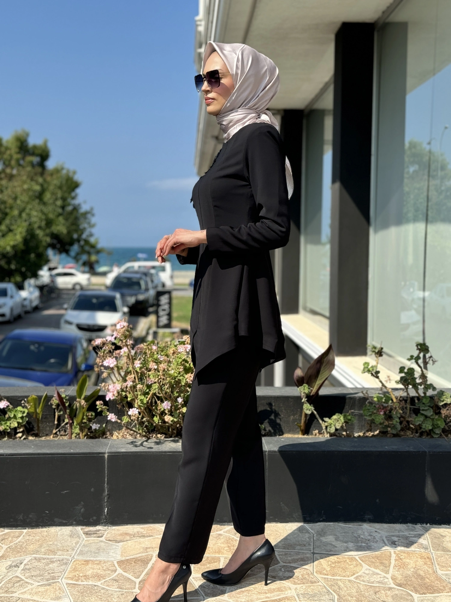 Qupra Omuz Taş Detaylı Tunik Pantolon Abiye Takım QAY62133