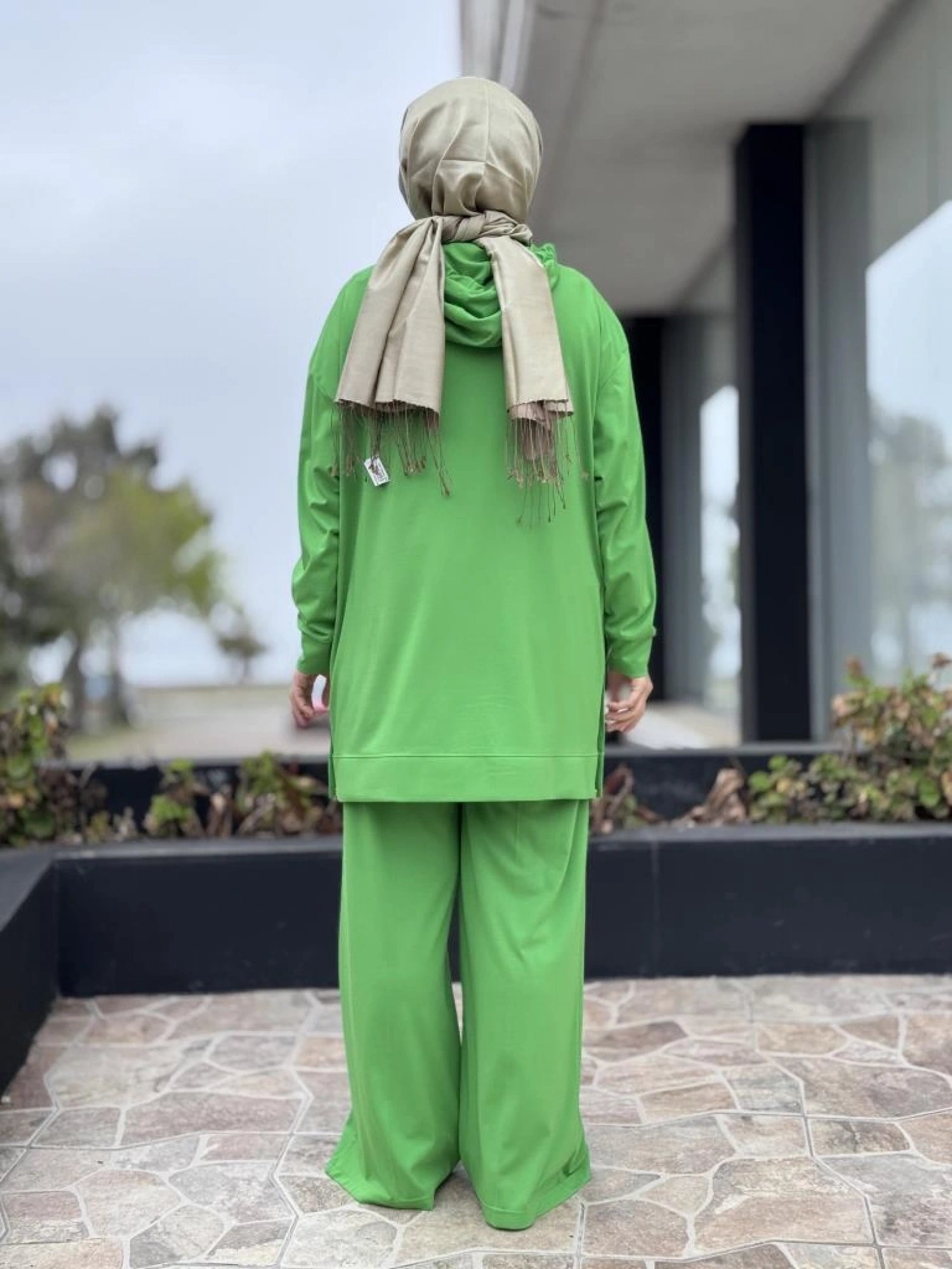 Qupra Önü Kristal Taşlı Tunik Pantolon Takım WAB82119