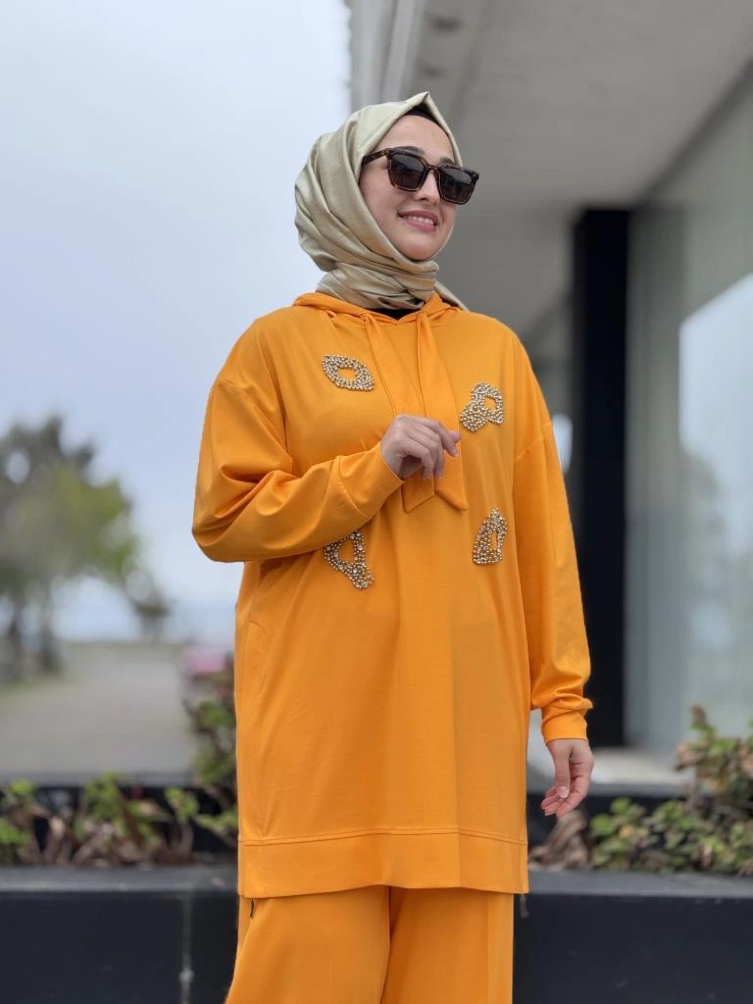 Qupra Önü Kristal Taşlı Tunik Pantolon Takım WAB82119