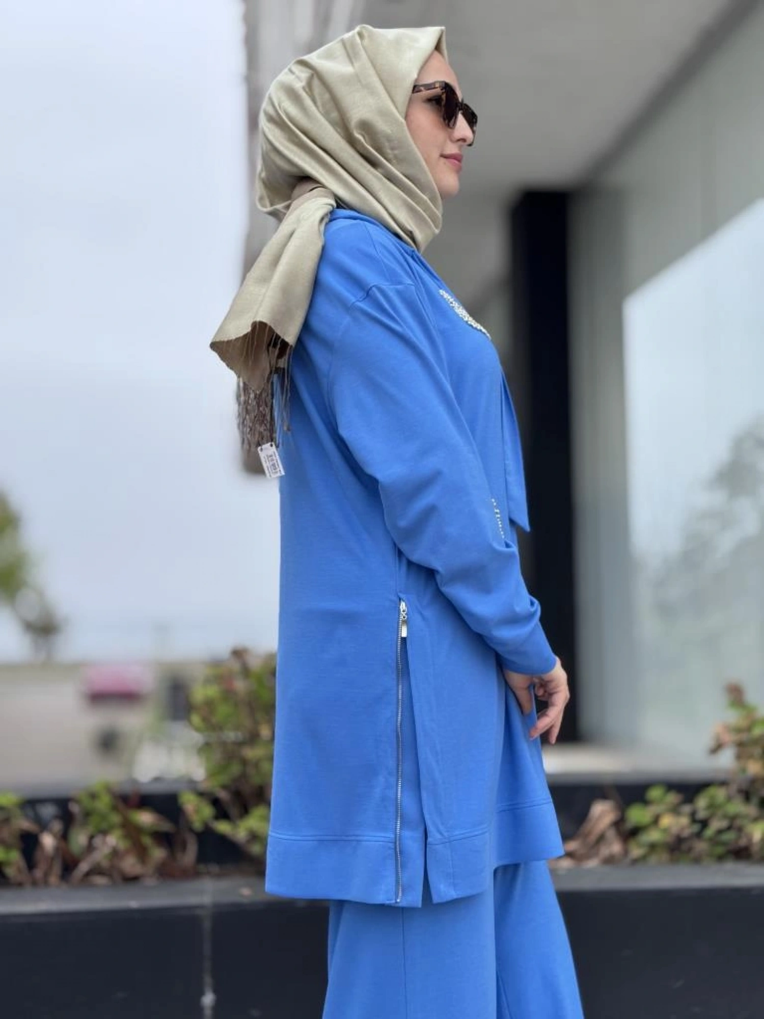 Qupra Önü Kristal Taşlı Tunik Pantolon Takım WAB82119