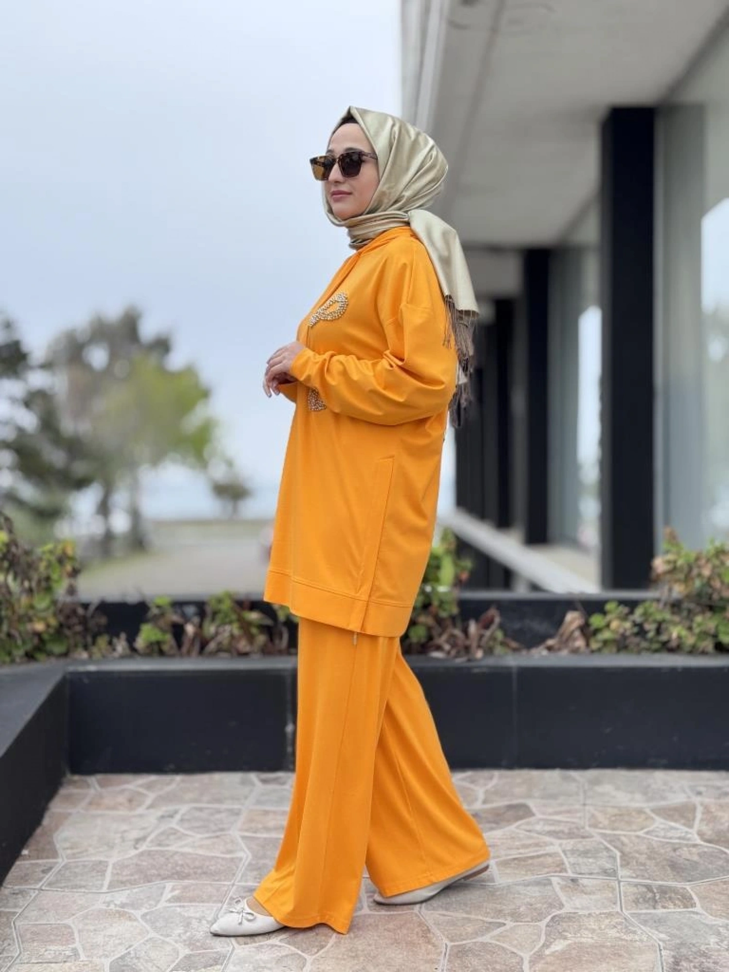 Qupra Önü Kristal Taşlı Tunik Pantolon Takım WAB82119