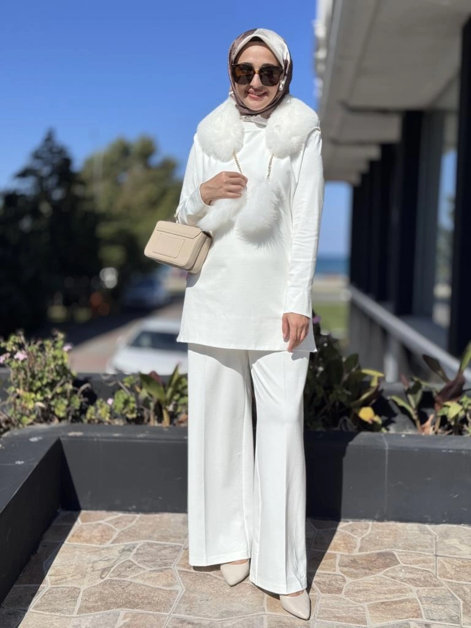 Qupra Seyyar Kürk Detaylı Tunik Pantolon Takım WAC92013