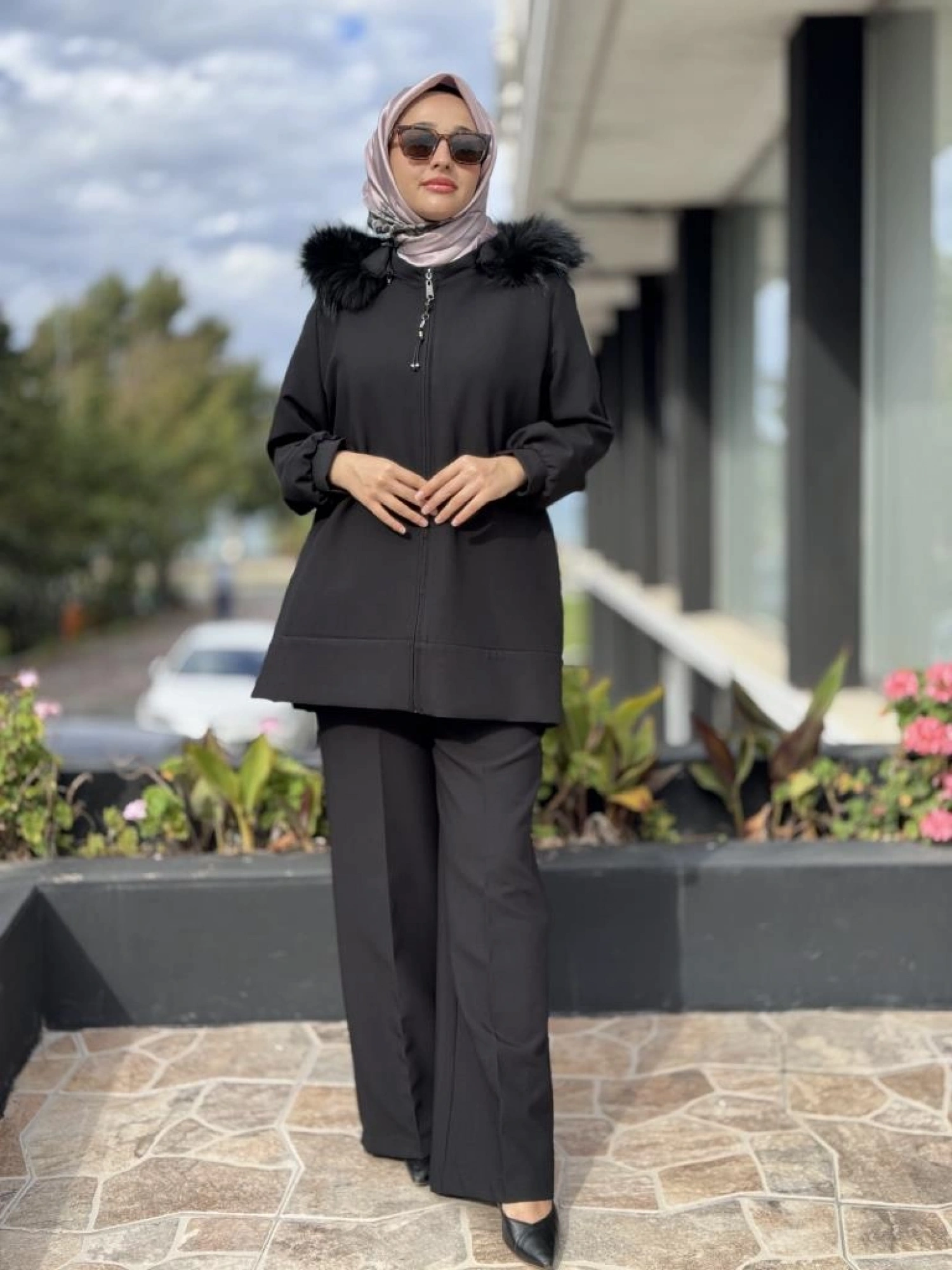 Qupra Seyyar Kürk Kapüşonlu Kap Pantolon Takım WAC92001