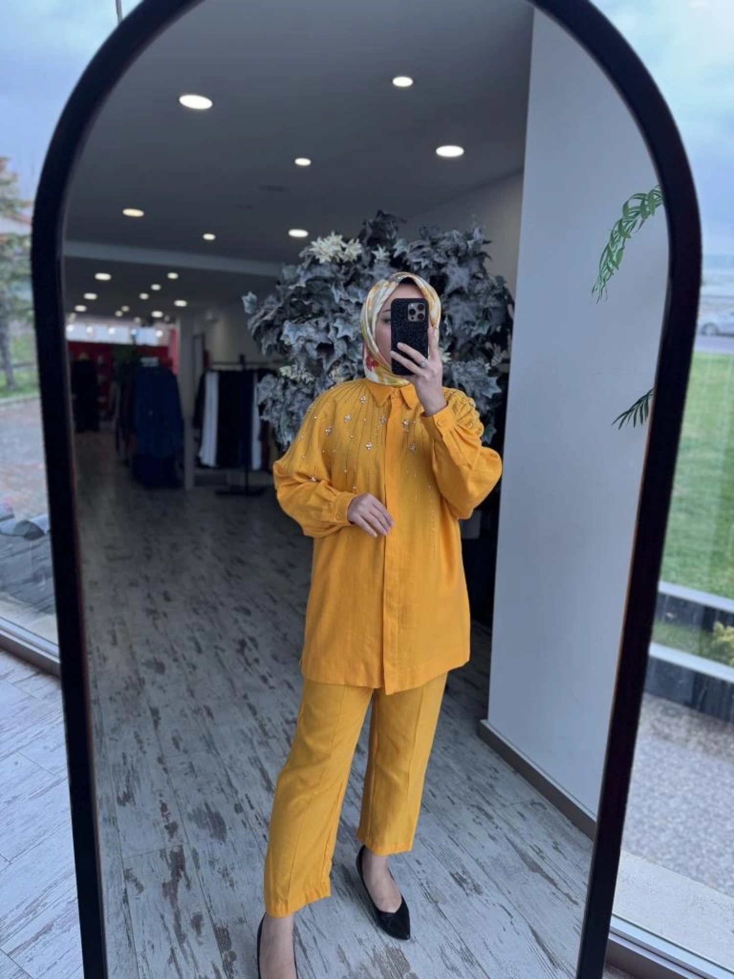 Qupra Taş Detaylı Gömlek Pantolon Takım WAB82029