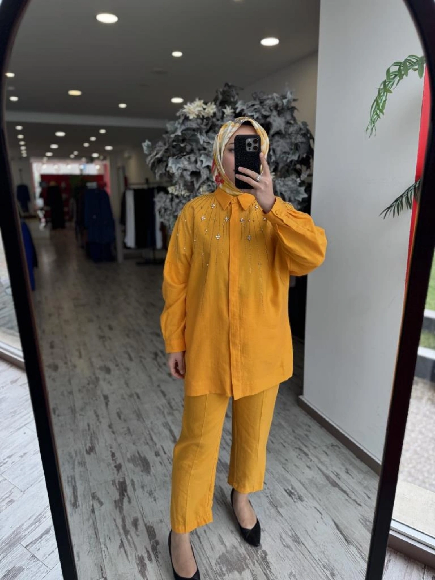 Qupra Taş Detaylı Gömlek Pantolon Takım WAB82029