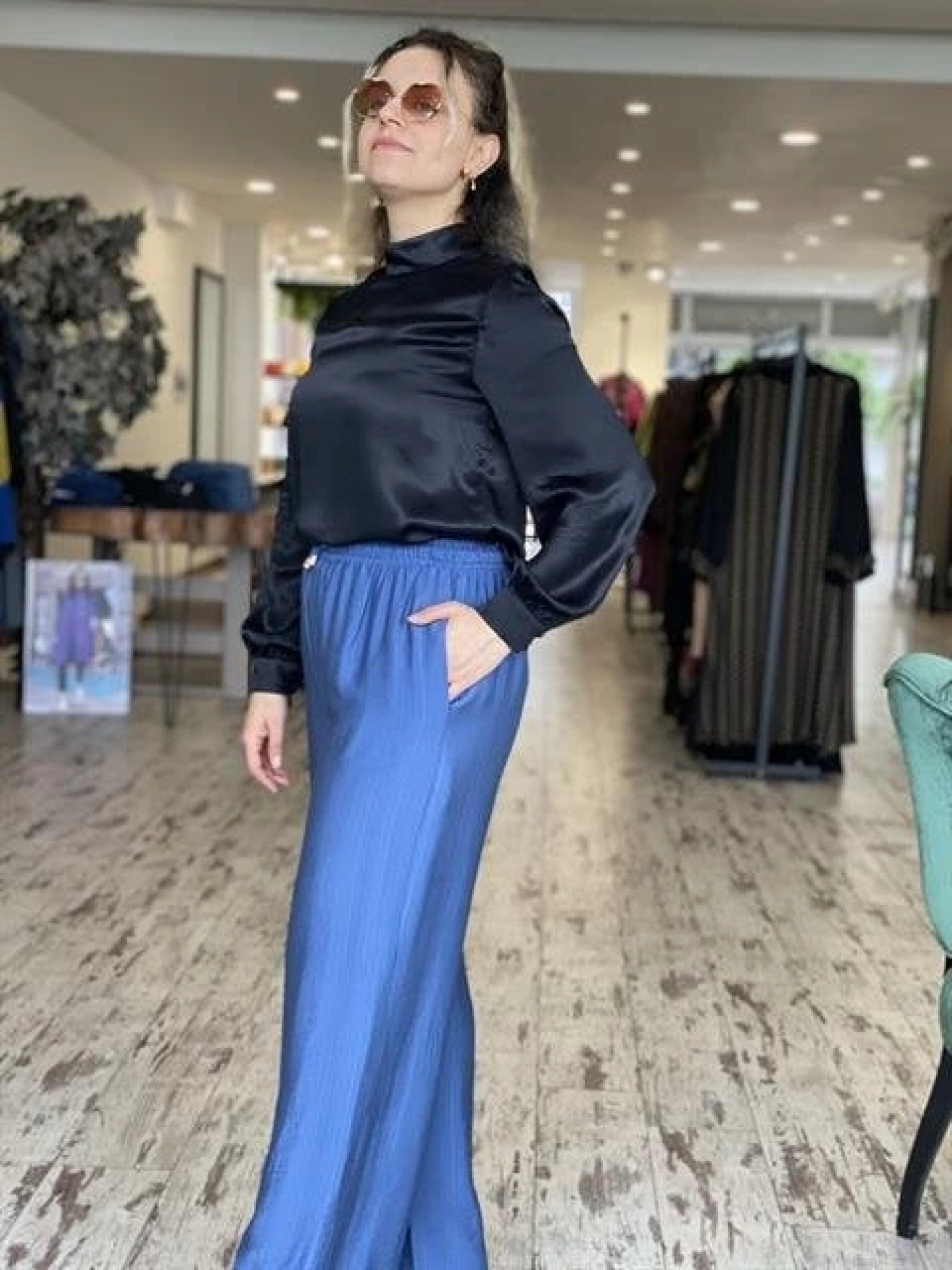 SAİSEİ Beli Lastikli Viscon Cepli Palazzo Pantolon