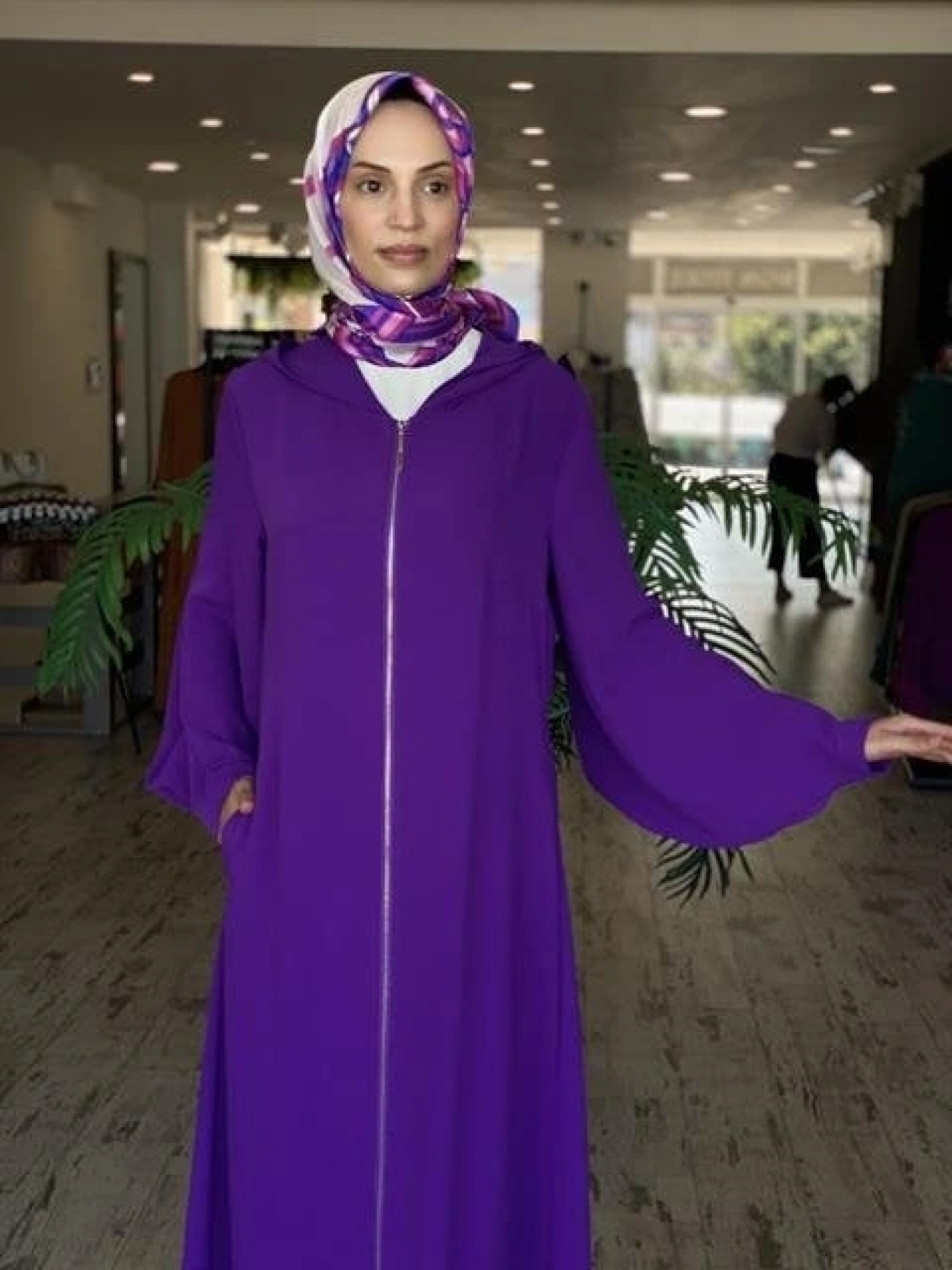 SENNA Andrea Fermuarlı Mor Abaya 4011S23