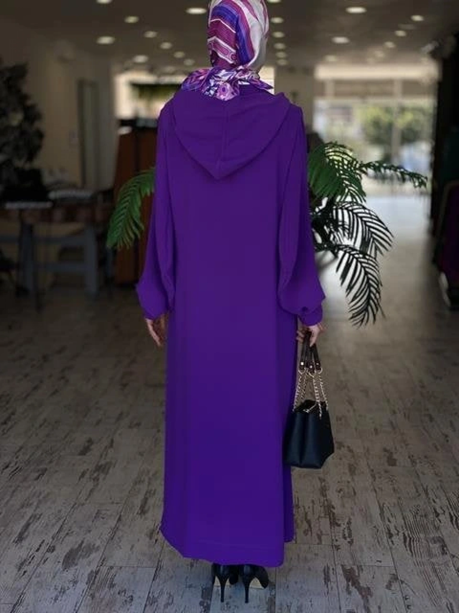 SENNA Andrea Fermuarlı Mor Abaya 4011S23