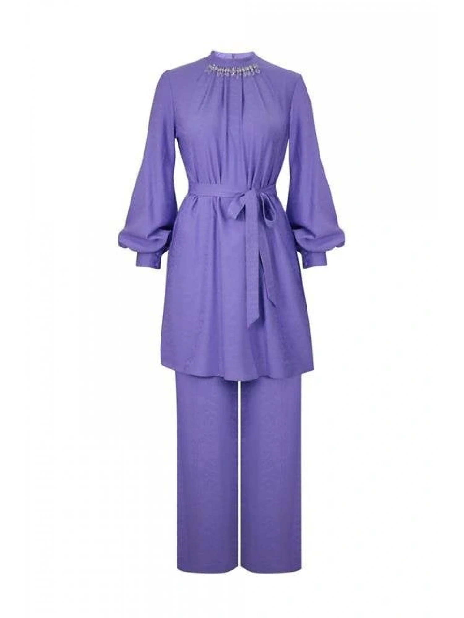 SENNA Jardin Lila Tunik Pantolon Tesettür Abiye Takım 9008S23