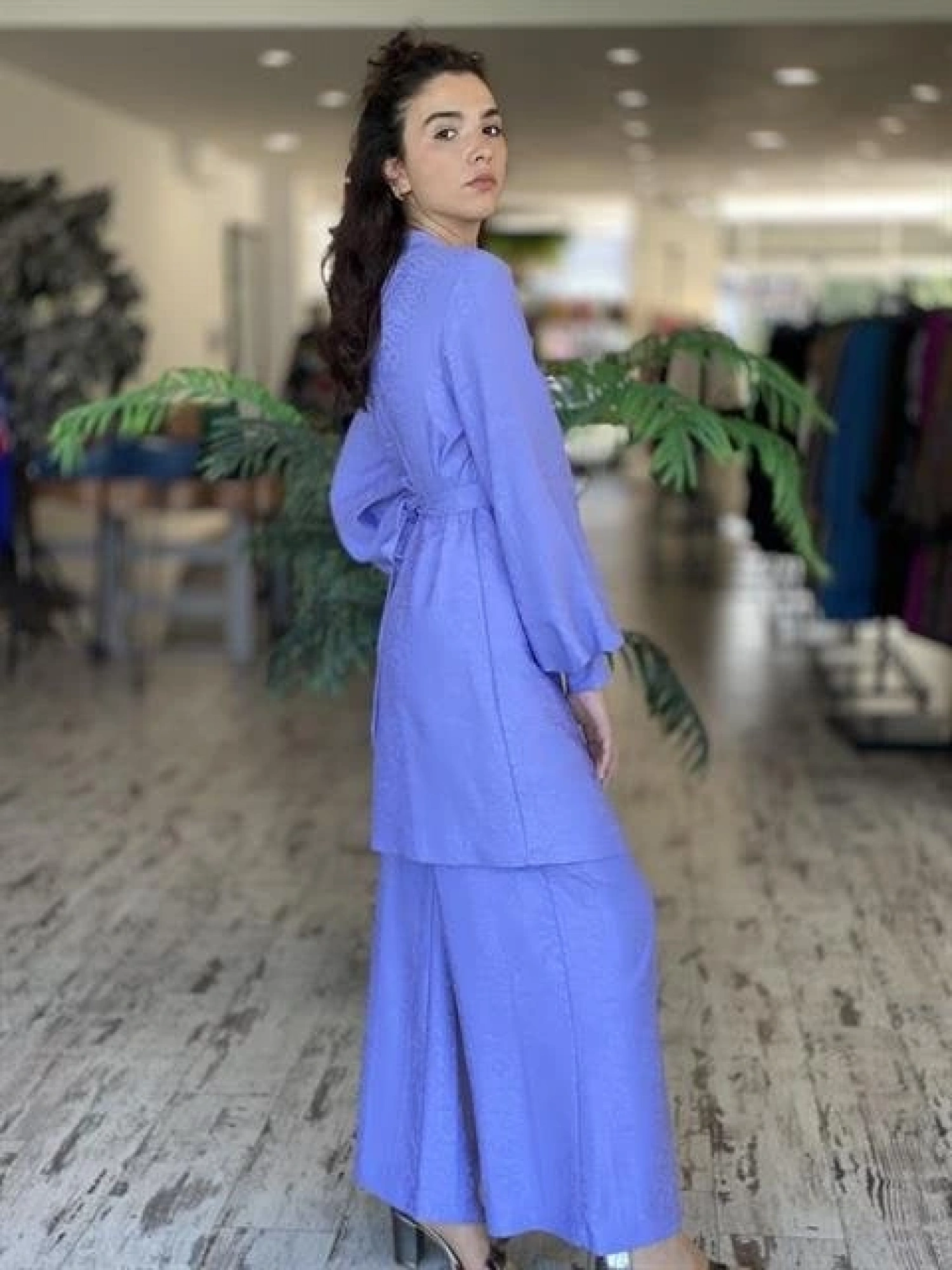 SENNA Jardin Lila Tunik Pantolon Tesettür Abiye Takım 9008S23