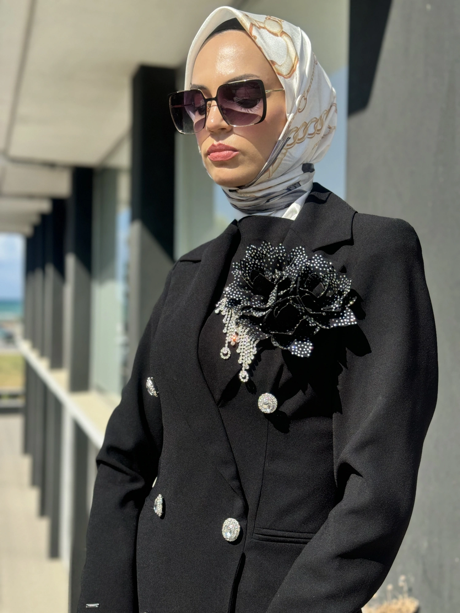 SENNA Rose Stone Dress Tesettür Abiye SD30080