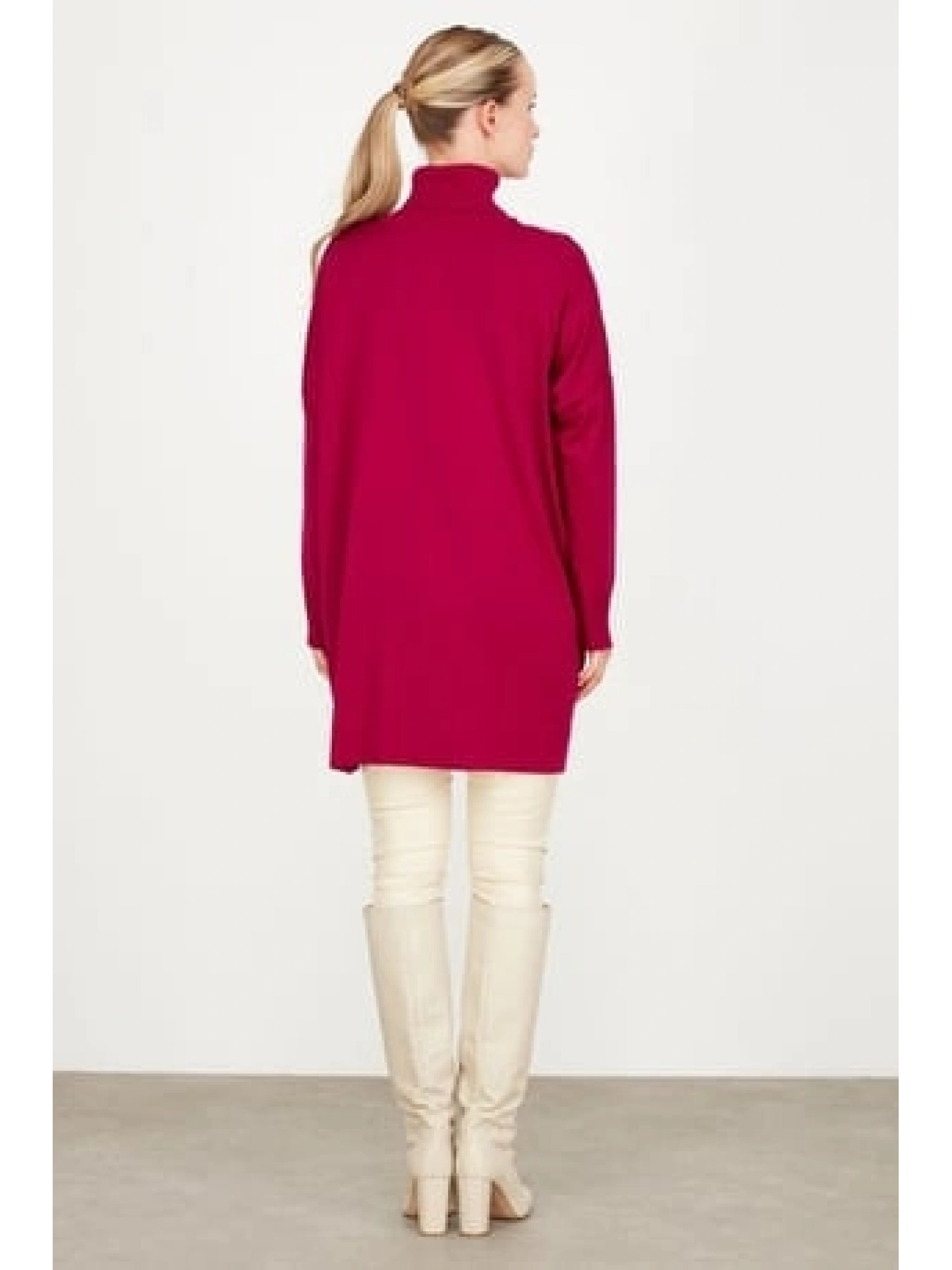 Tığ Triko Balıkçı Yaka Oversize Basic Triko Tunik TNK21135