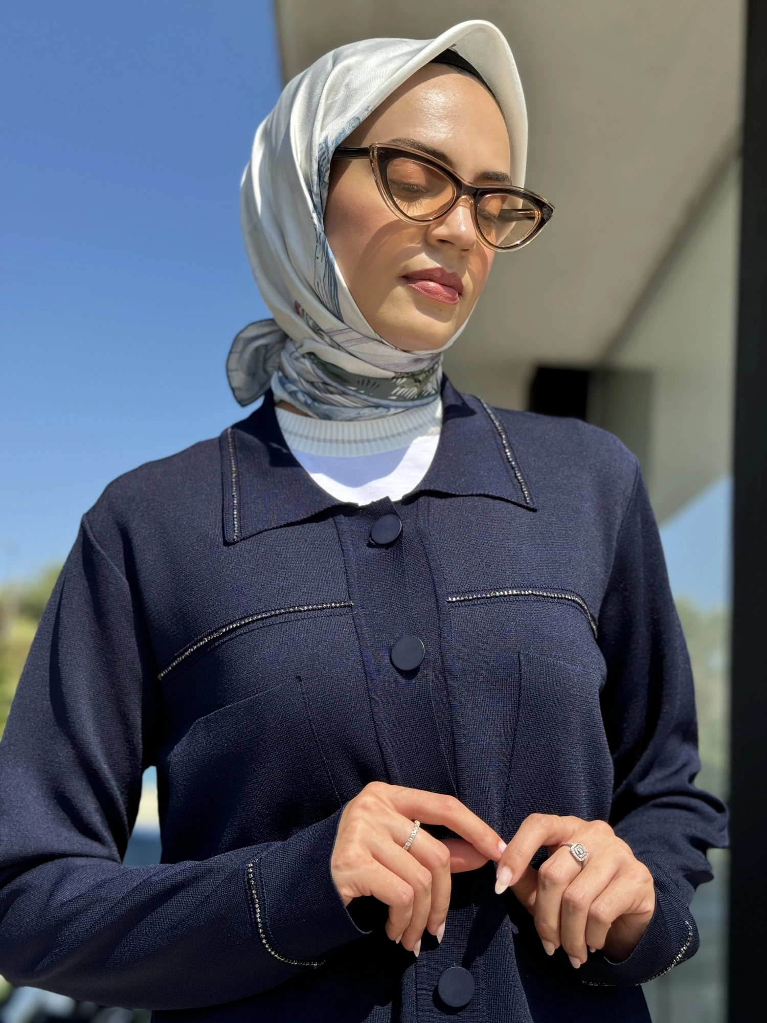 Tığ Triko Cep Detaylı Polo Yakalı Rayon Triko Hırka HRK21562