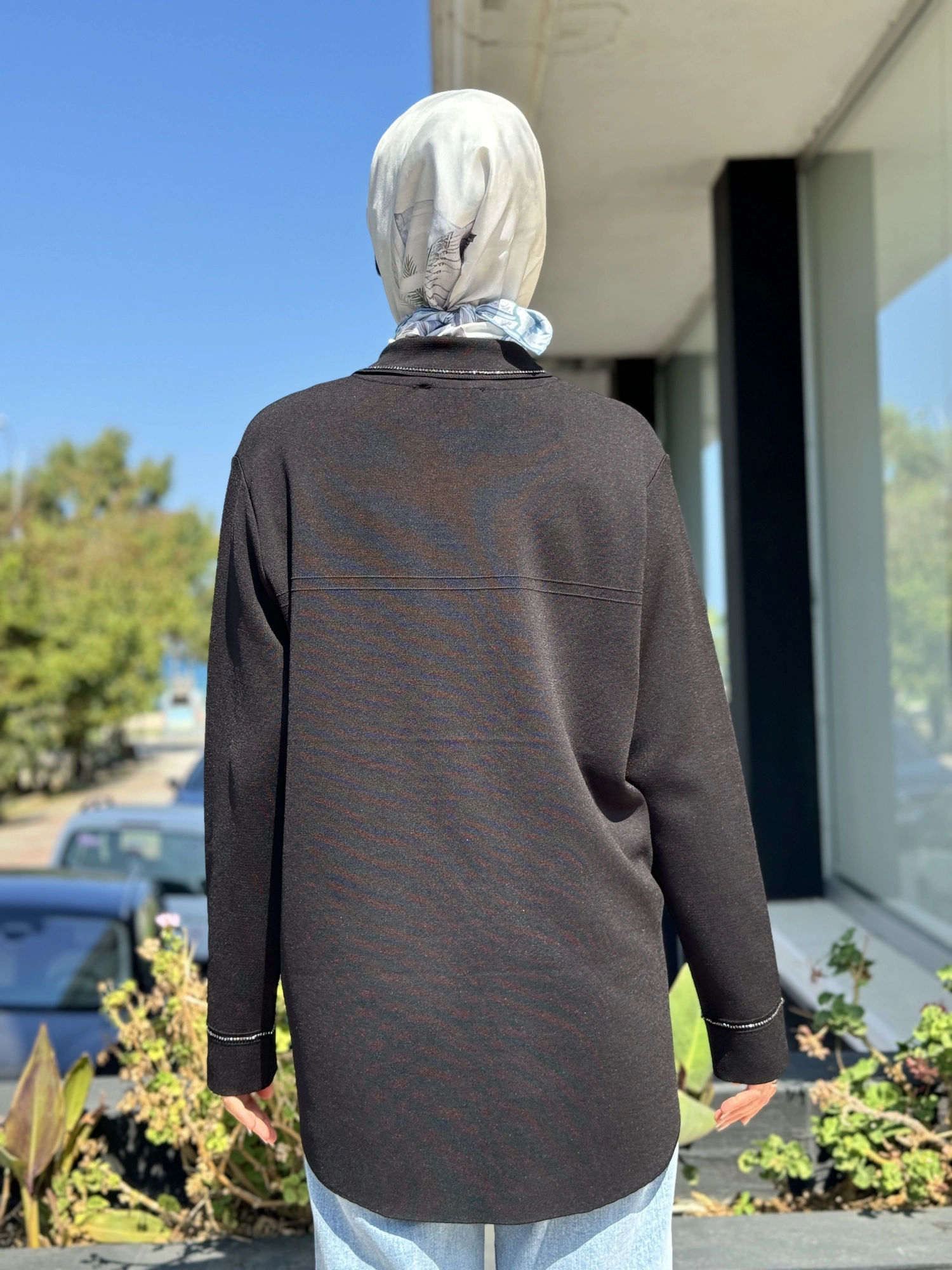 Tığ Triko Cep Detaylı Polo Yakalı Rayon Triko Hırka HRK21562