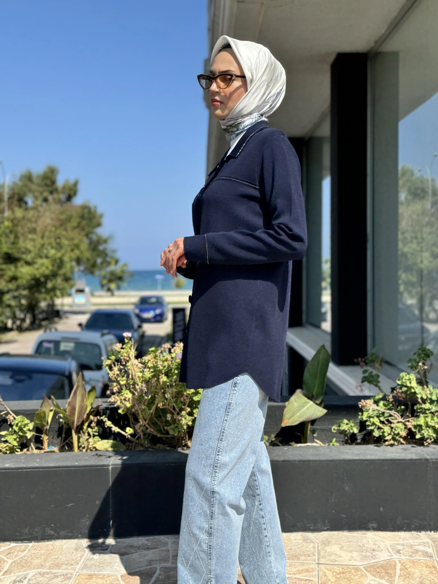 Tığ Triko Cep Detaylı Polo Yakalı Rayon Triko Hırka HRK21562