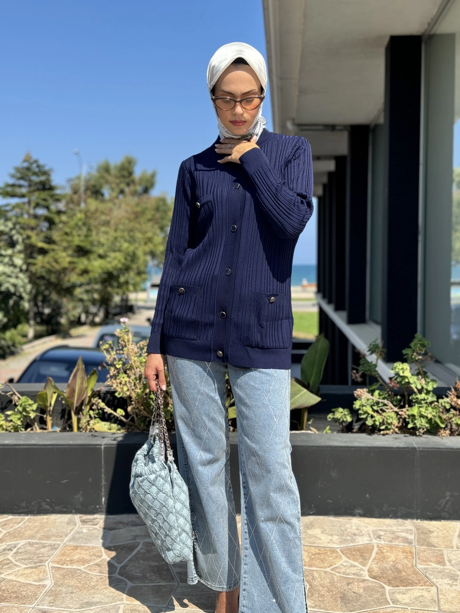 Tığ Triko Cep Detaylı Triko Hırka HRK21546