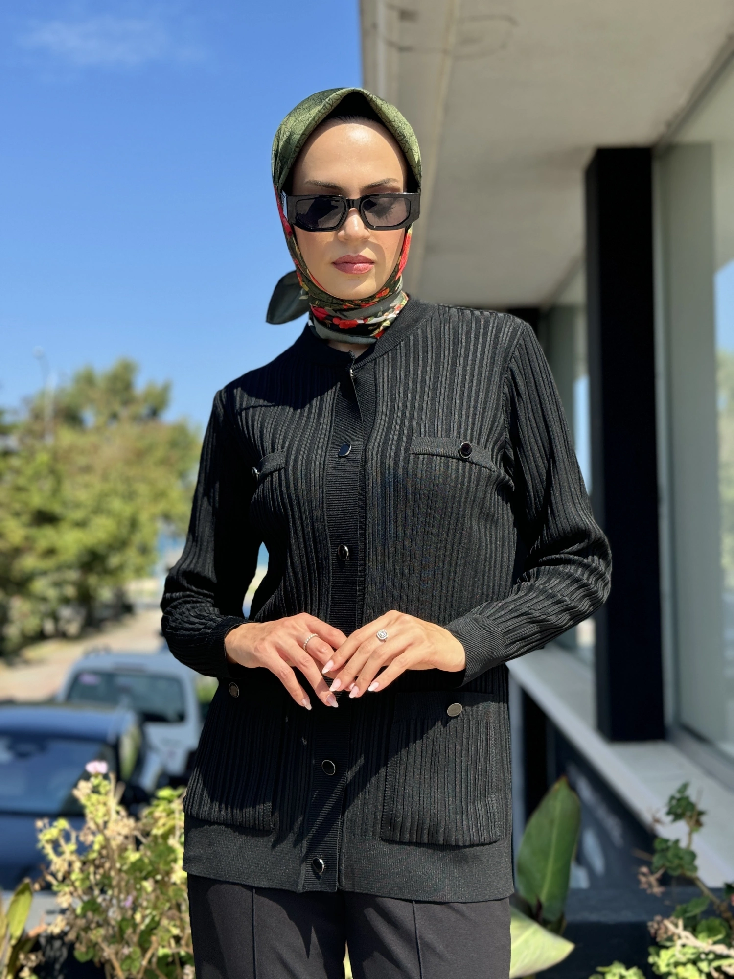 Tığ Triko Cep Detaylı Triko Hırka HRK21546