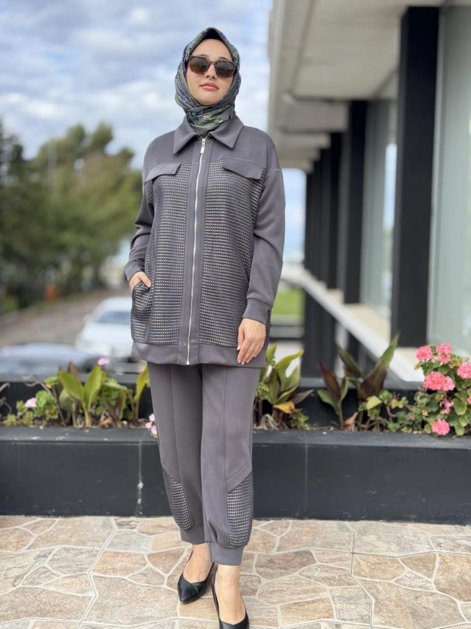 Tığ Triko File Kaplamalı Pantolonlu Takım TKM5007