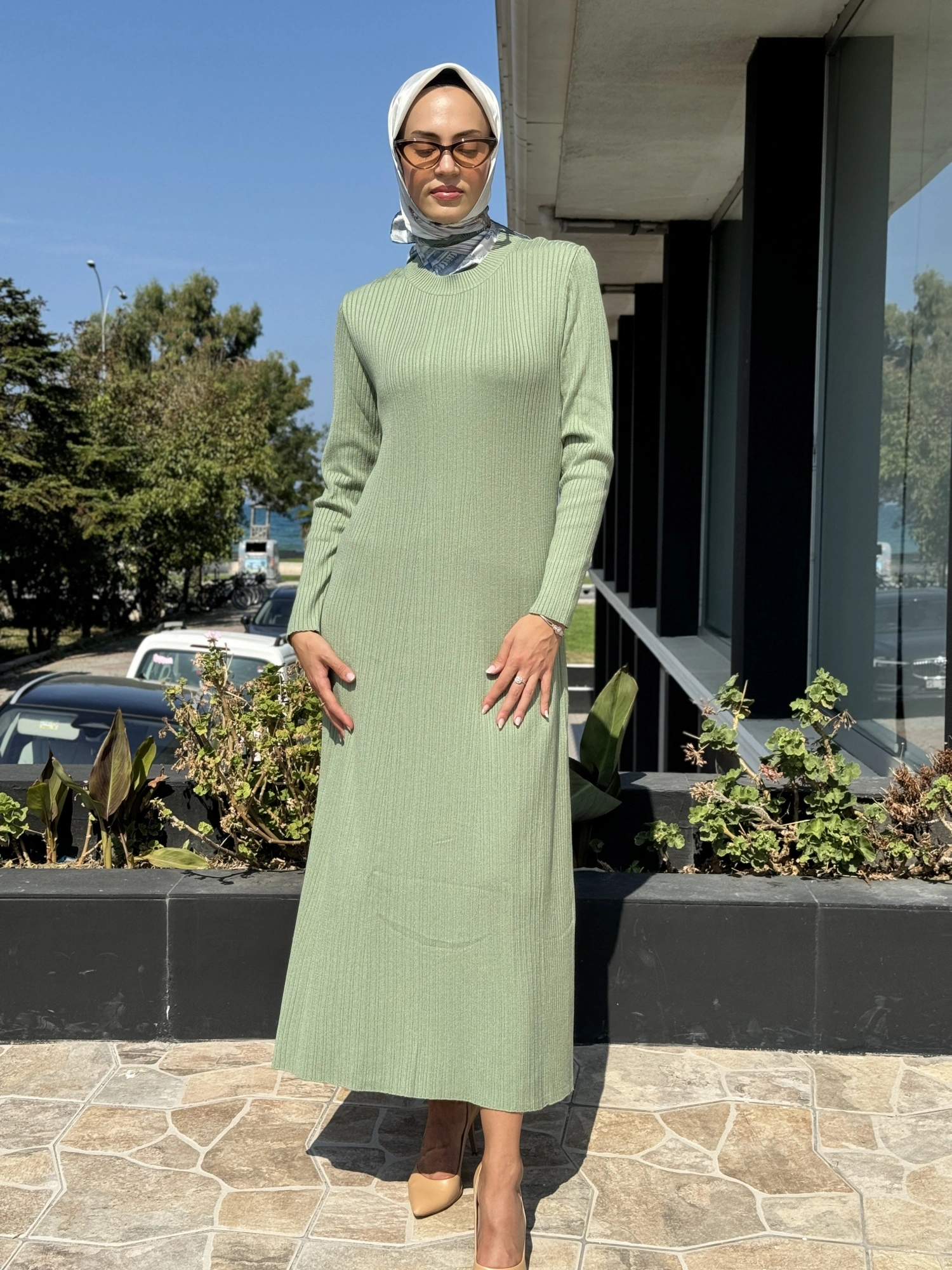 Tığ Triko Fitilli Yarım Balıkçı Triko Elbise ELB21631