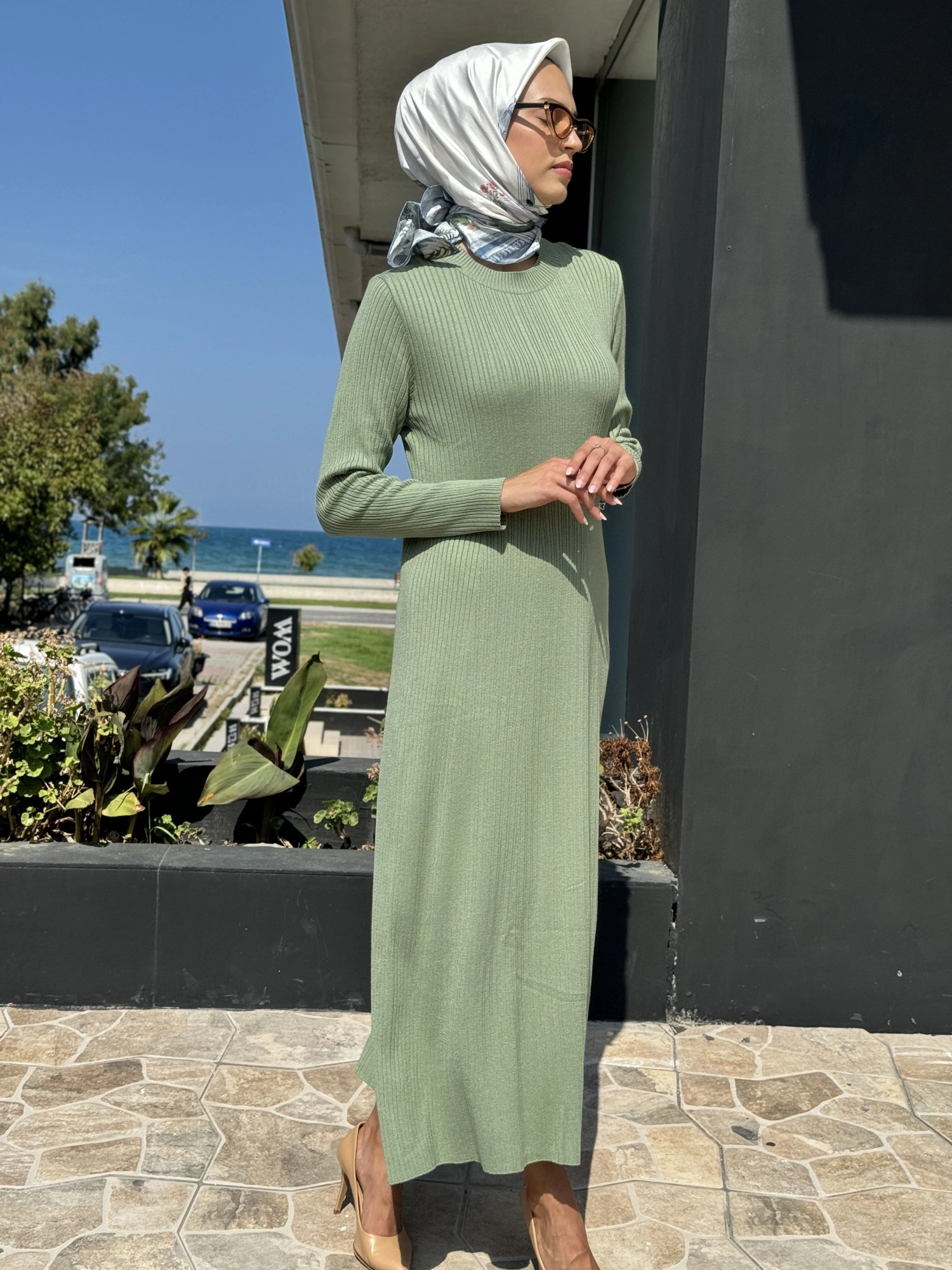 Tığ Triko Fitilli Yarım Balıkçı Triko Elbise ELB21631