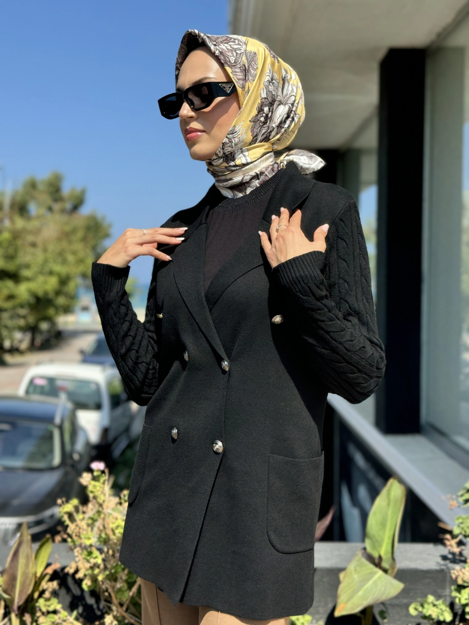Tığ Triko Kolları Saç Örgülü Triko Blazer Hırka HRK21584
