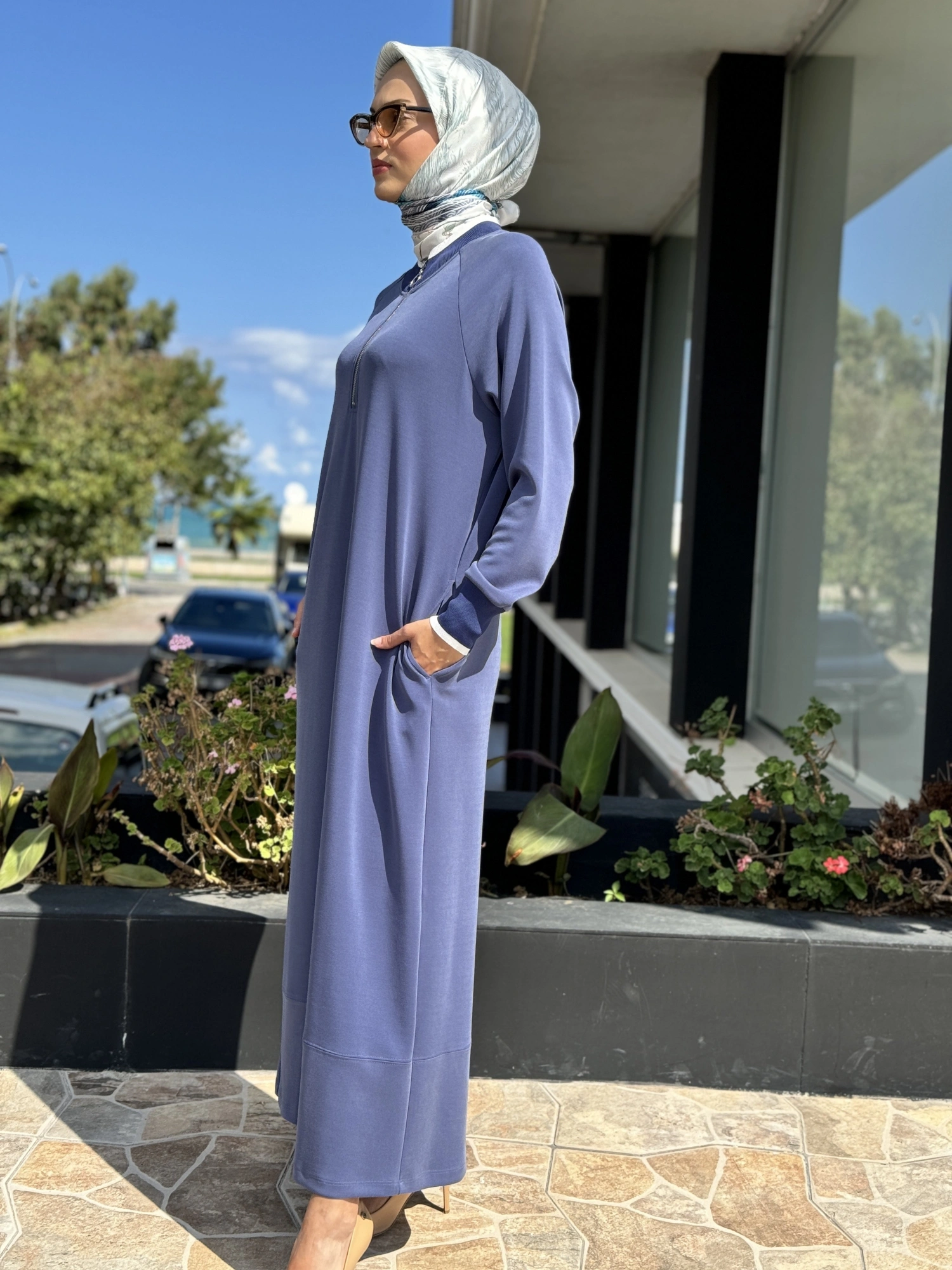 Tığ Triko Ribana Detaylı Yarım Fermuarlı Elbise ELB1768