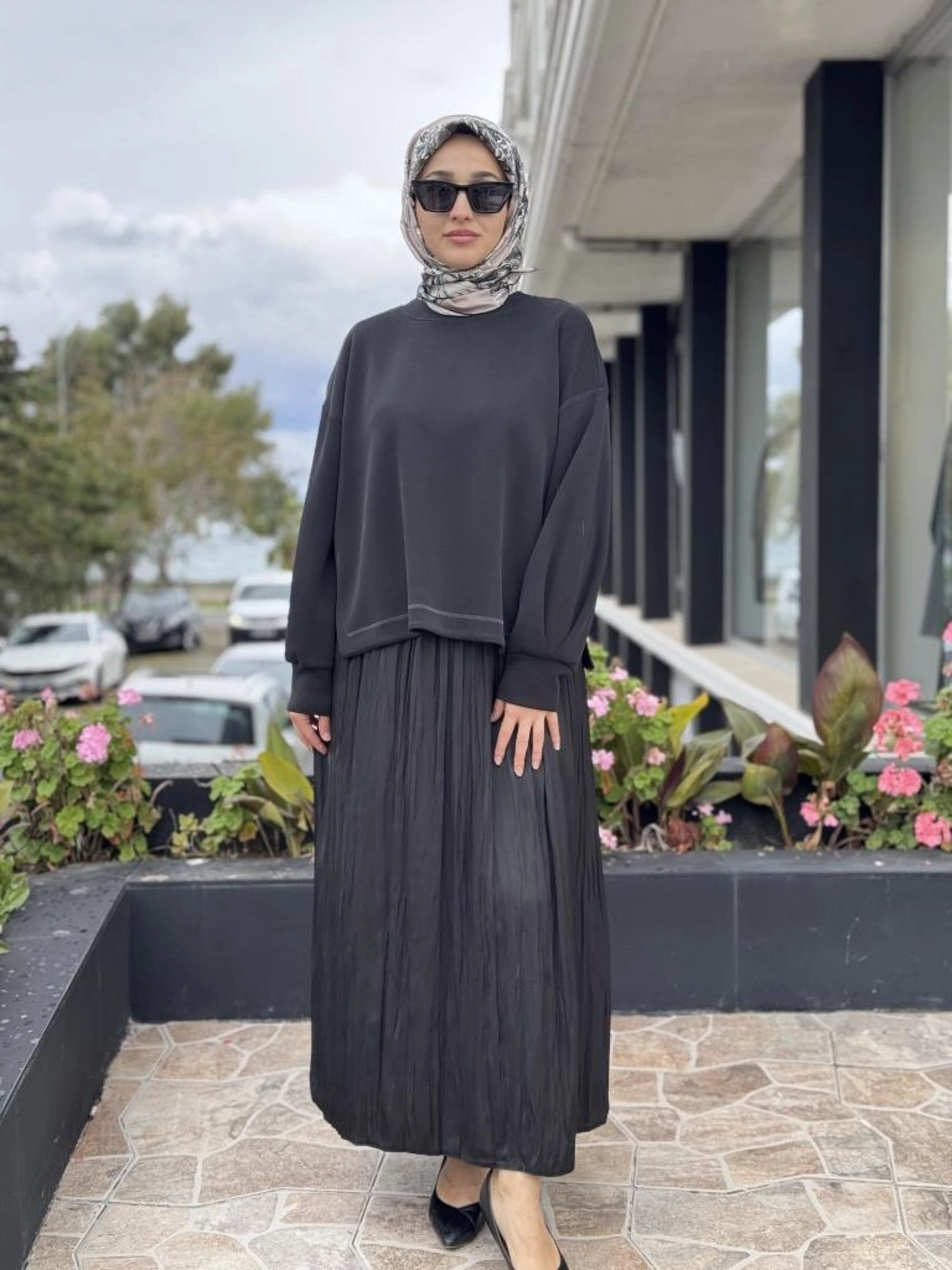 Tığ Triko Saten Kurdele Detaylı Etekli Takım TKM5045