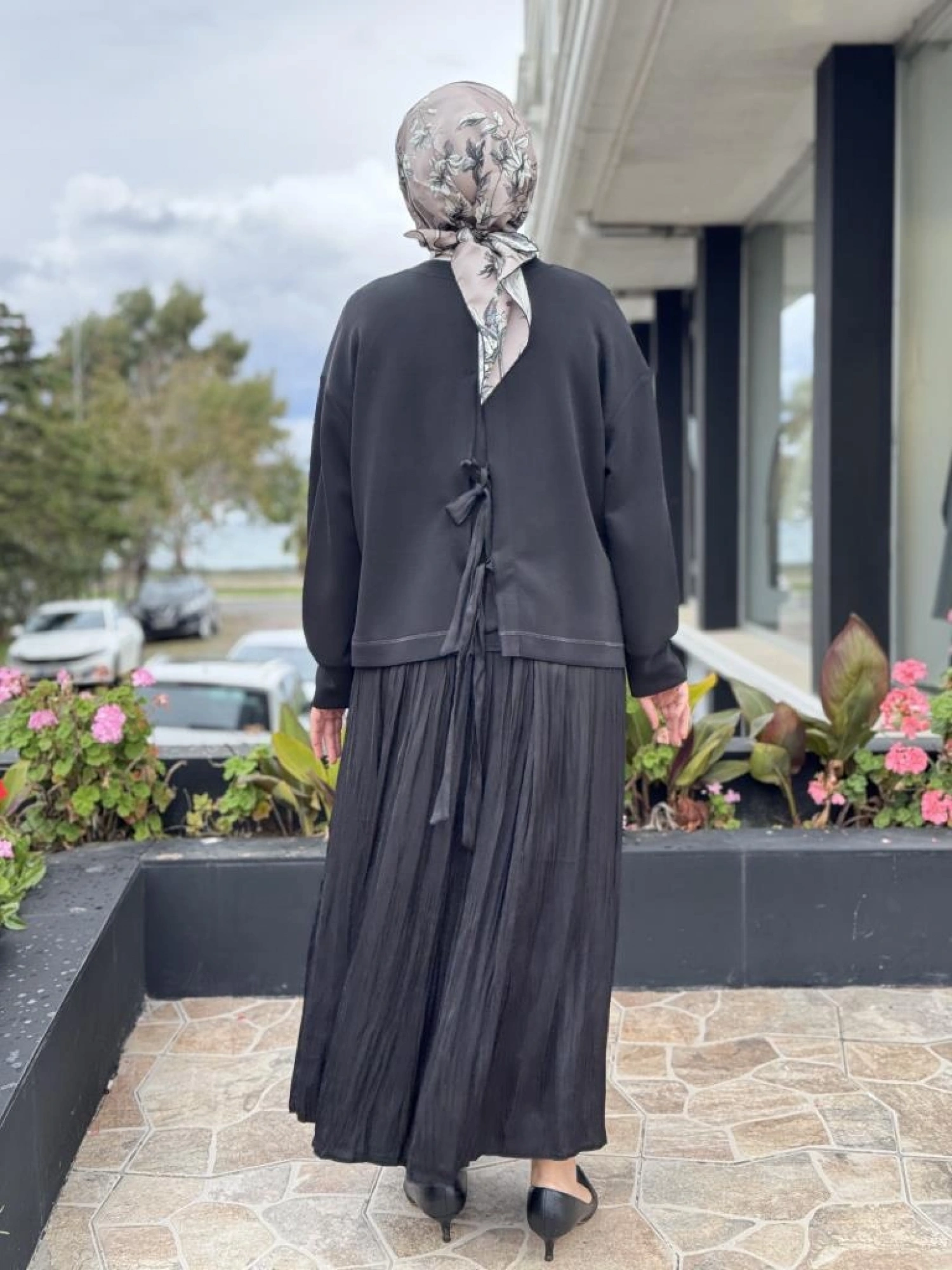 Tığ Triko Saten Kurdele Detaylı Etekli Takım TKM5045