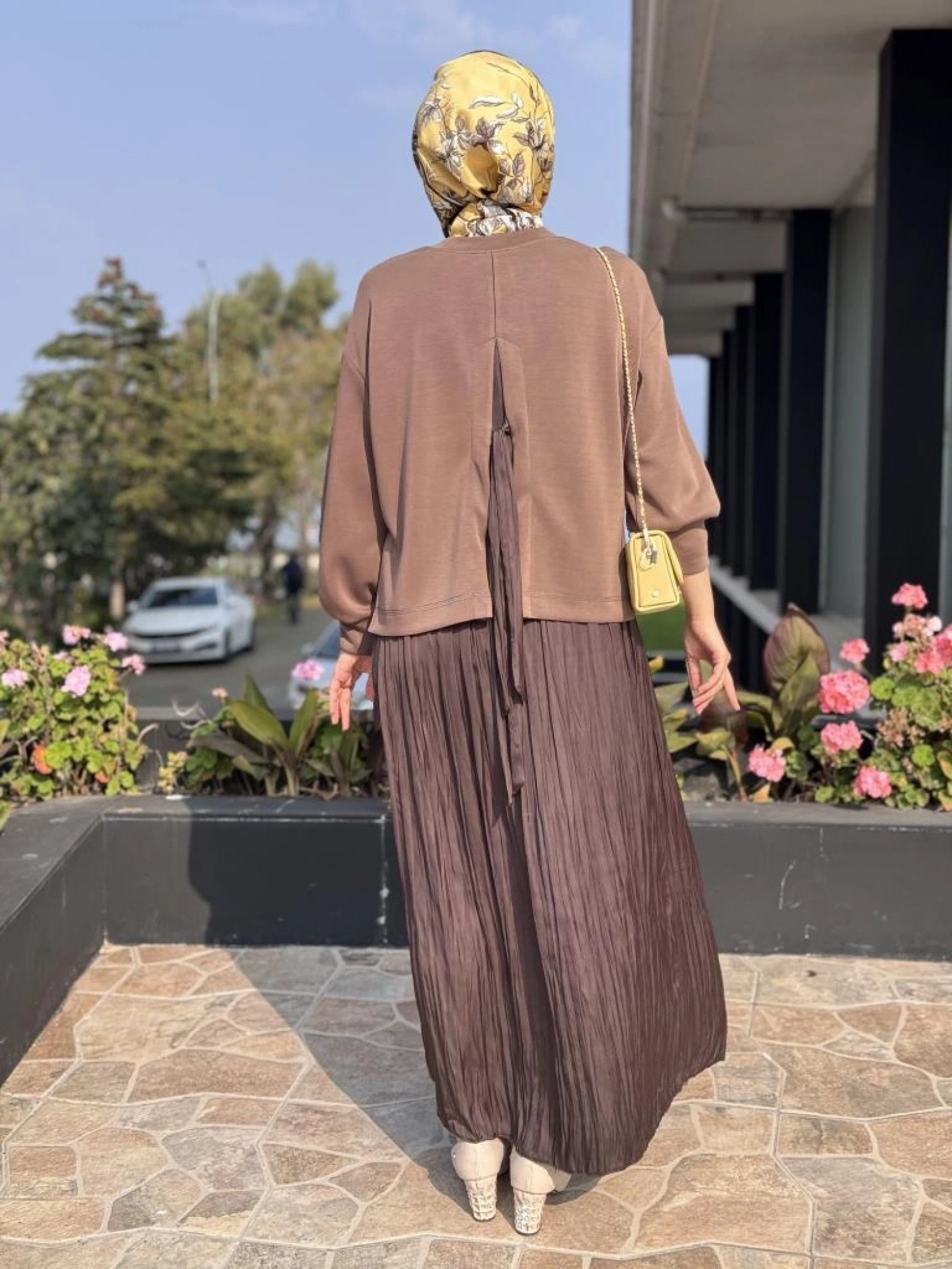 Tığ Triko Saten Kurdele Detaylı Etekli Takım TKM5045