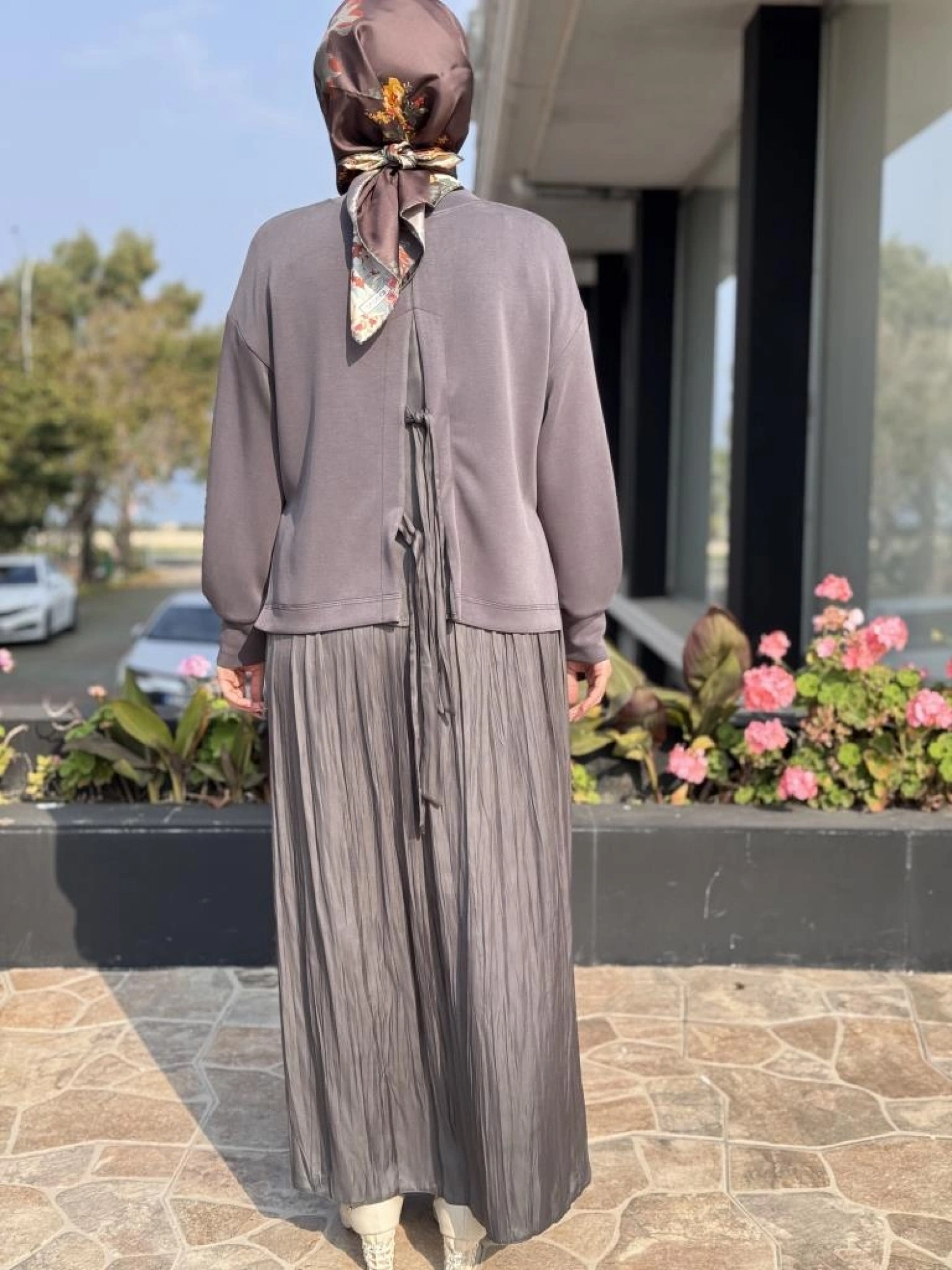 Tığ Triko Saten Kurdele Detaylı Etekli Takım TKM5045