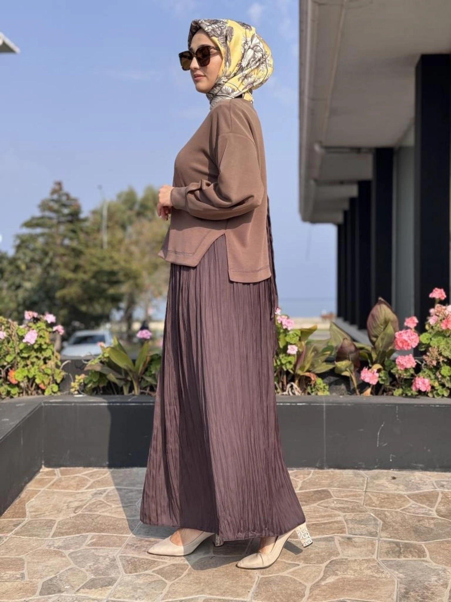 Tığ Triko Saten Kurdele Detaylı Etekli Takım TKM5045