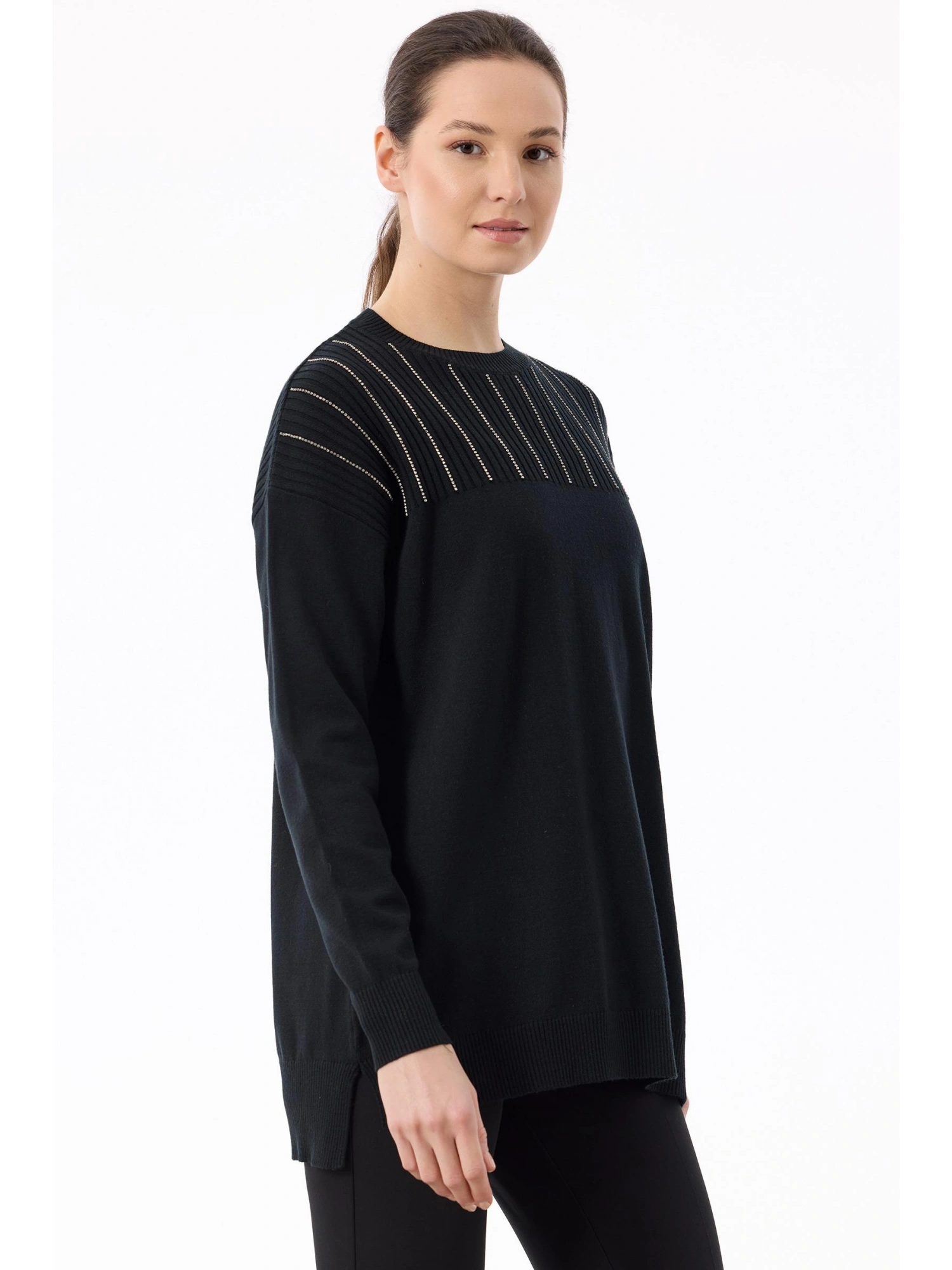 Tığ Triko Taş Detaylı Triko Tunik TNK21739